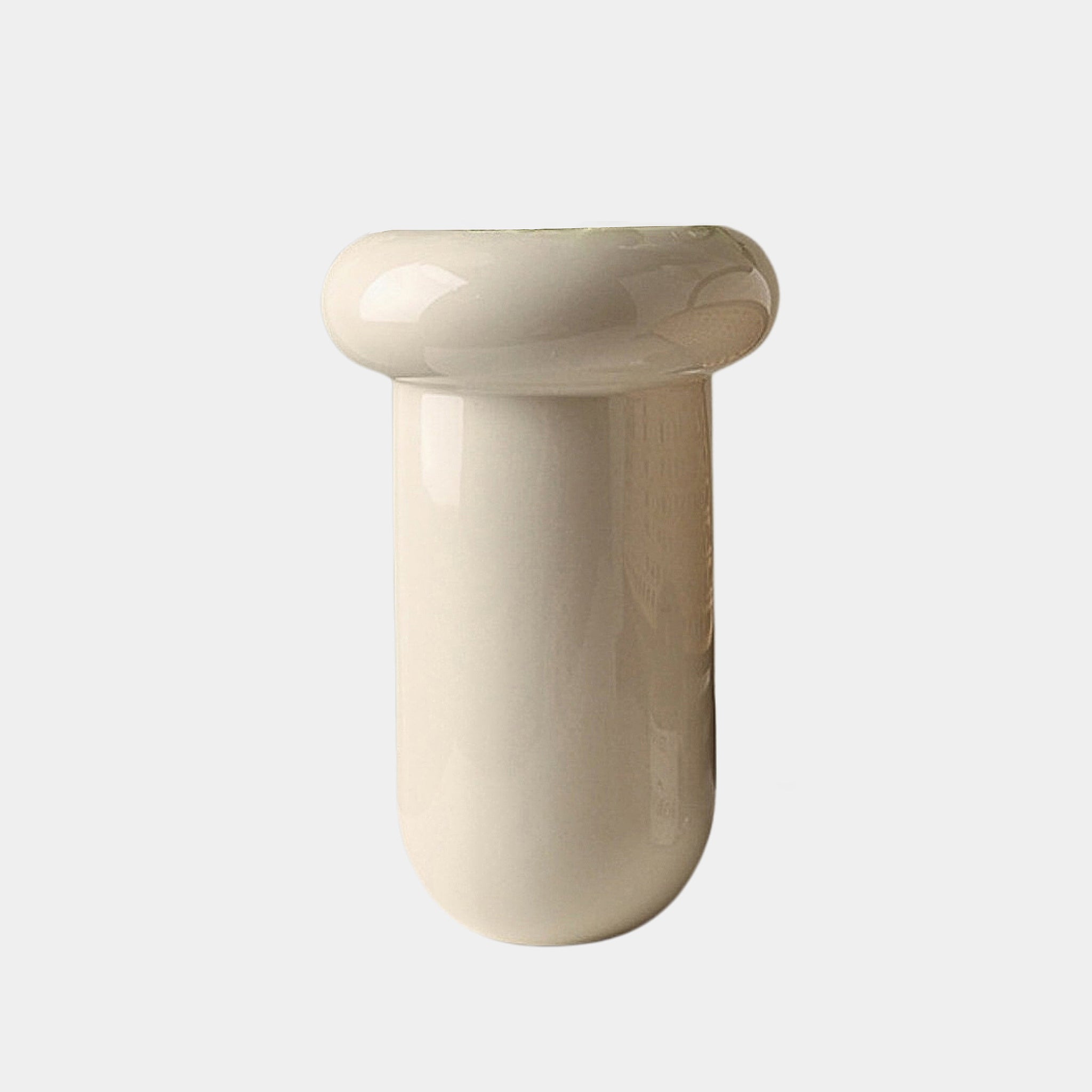 Ceramic Vase | Glossy Donut Cylinder - Cream - The Feelter