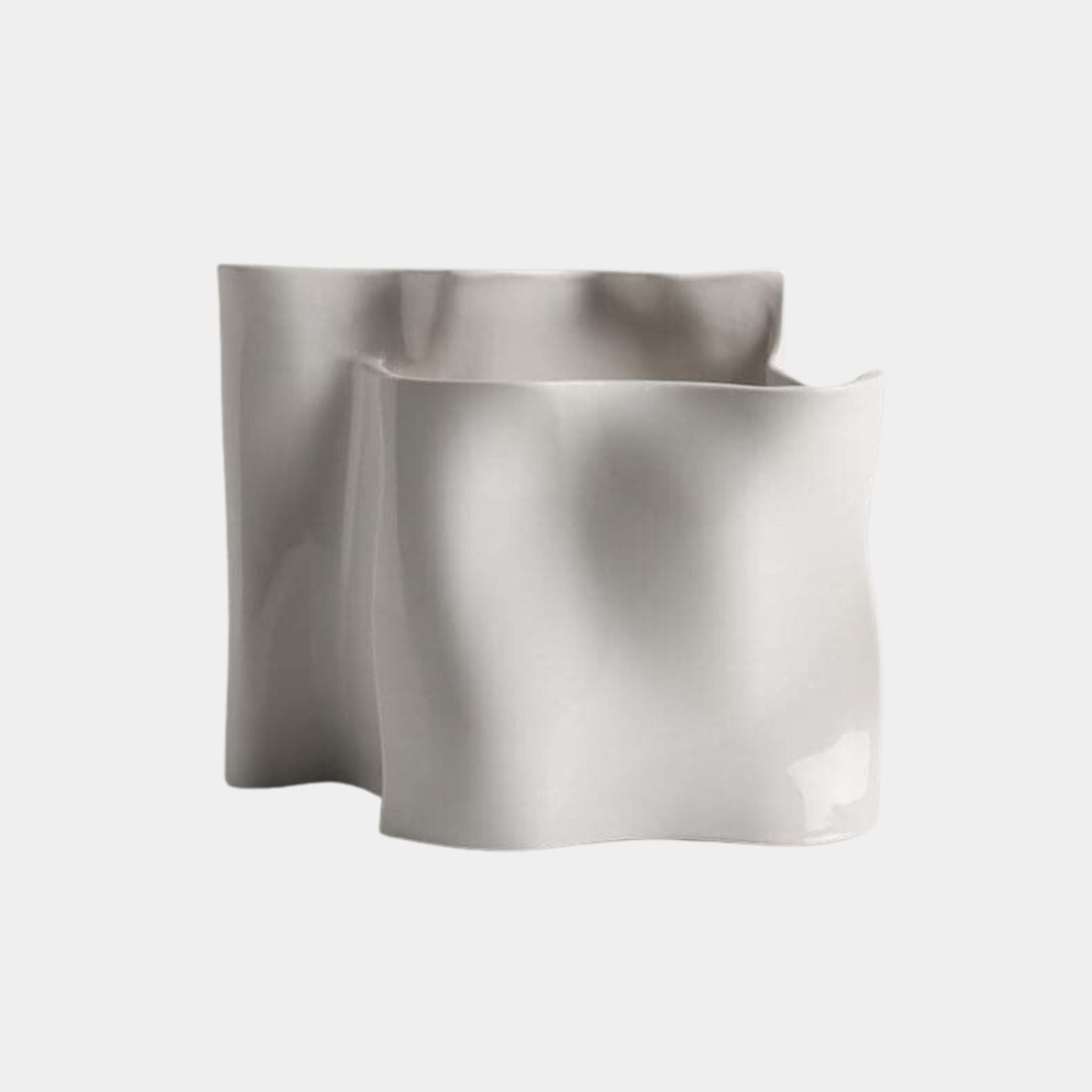 Ceramic Vase | White Wide and Warped
