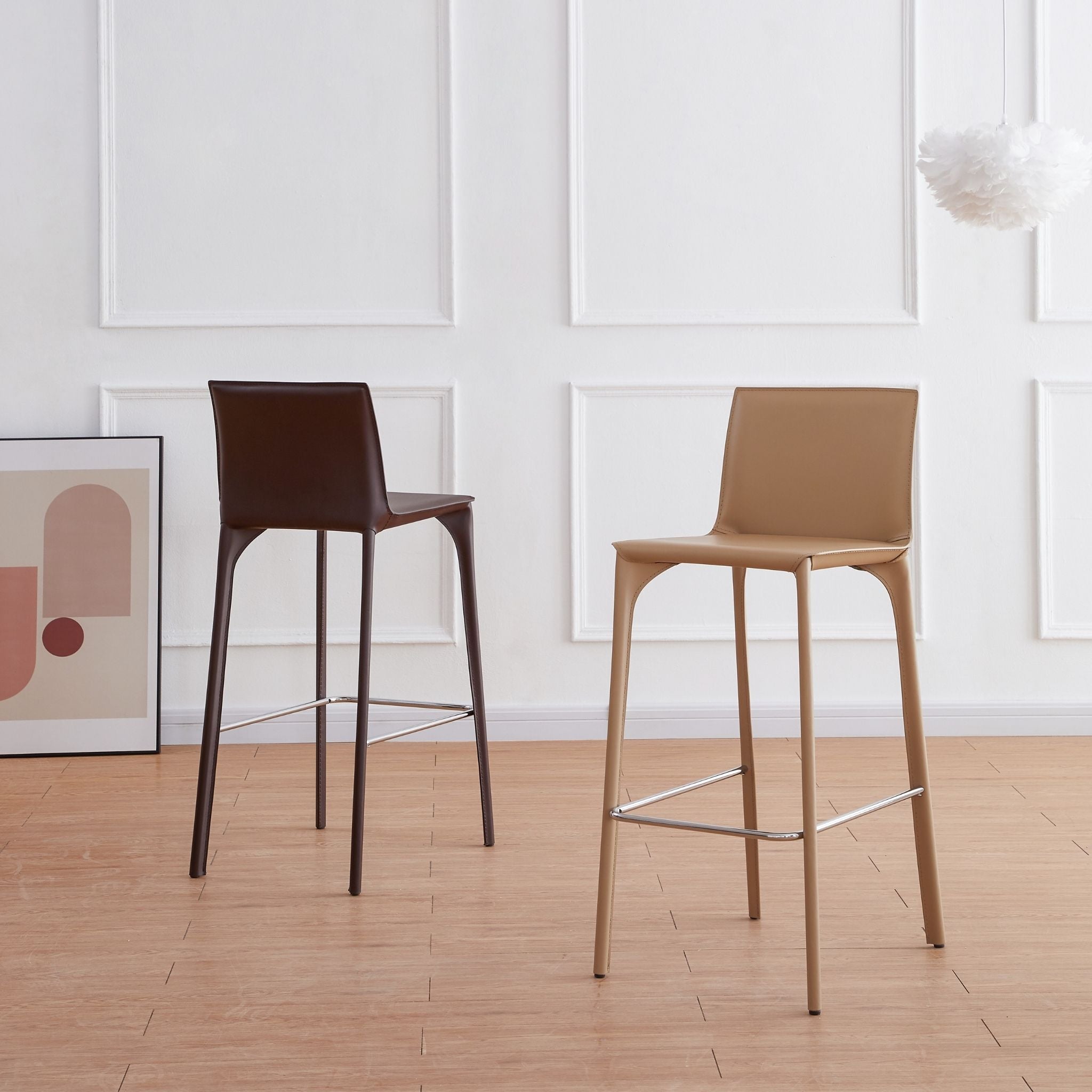 James Leather Bar Stool