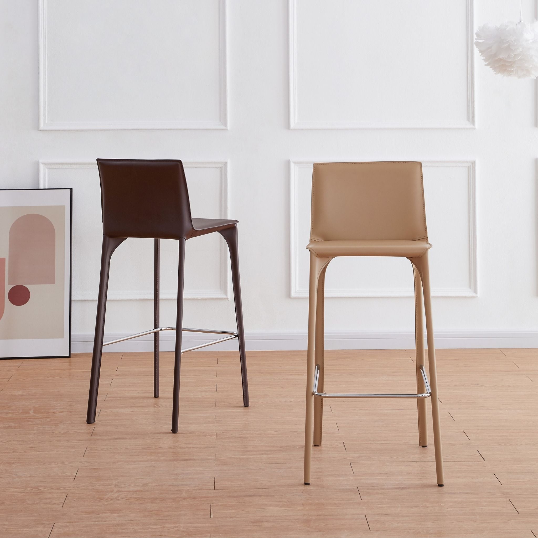 James Leather Bar Stool