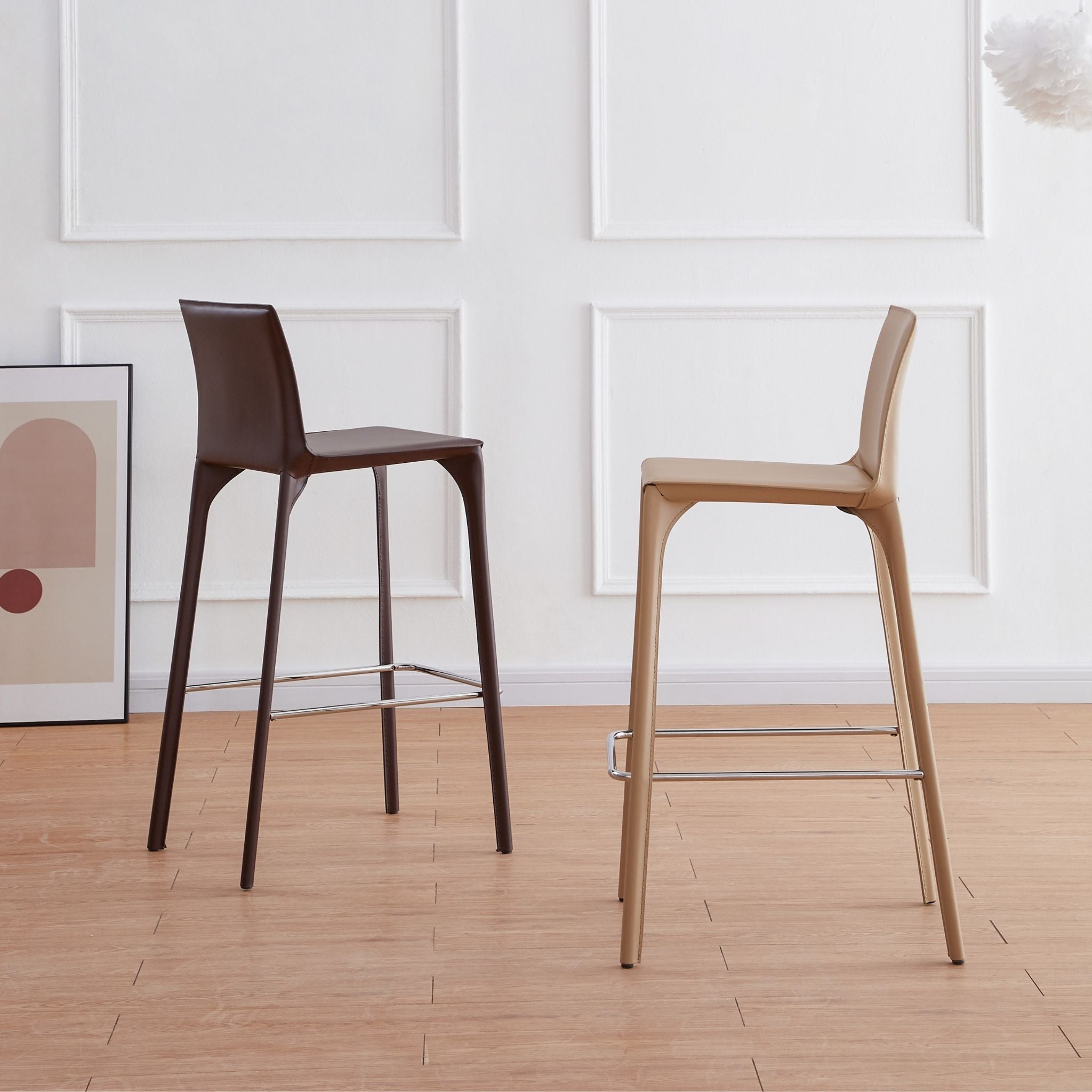 James Leather Bar Stool