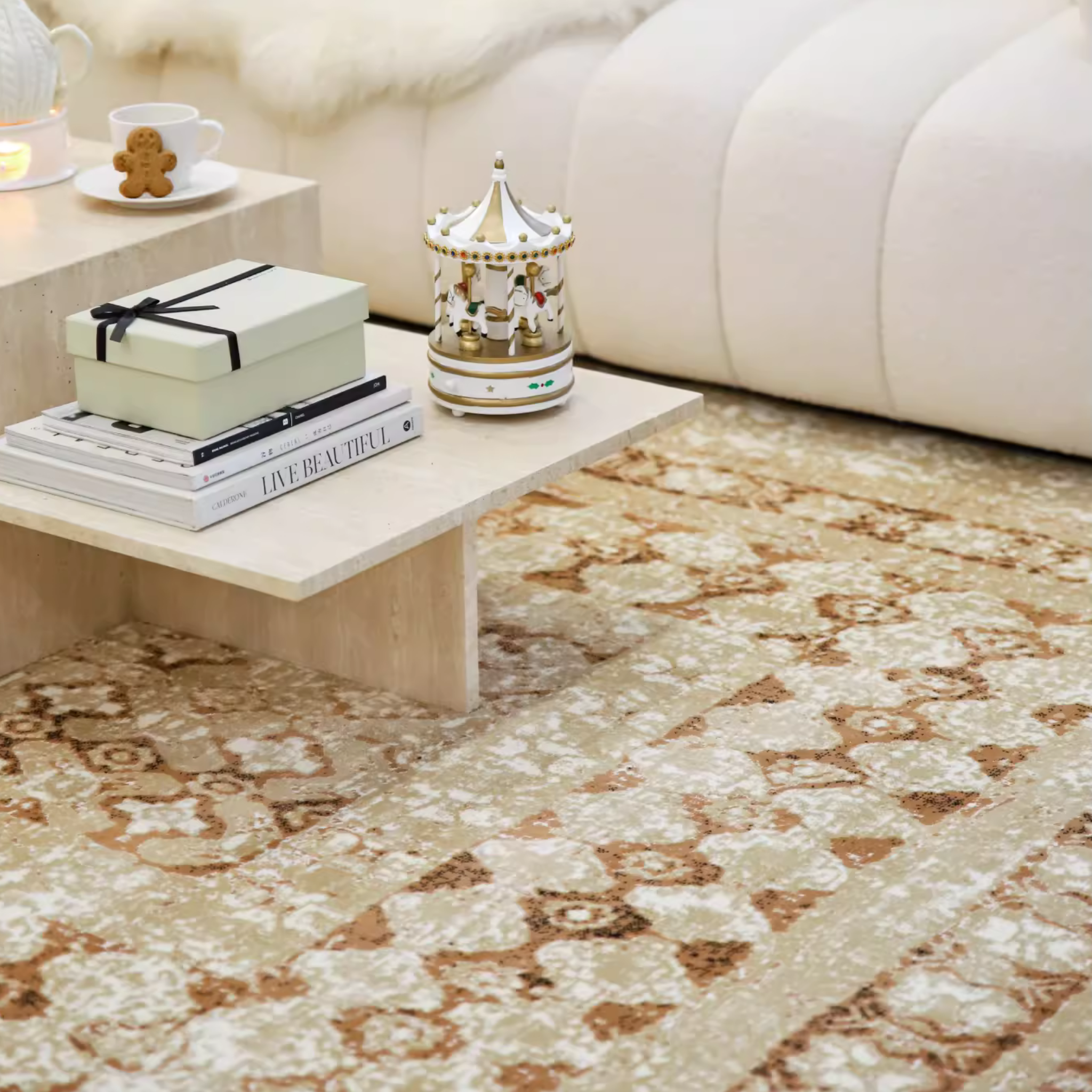 Damask Glue-Free Rug