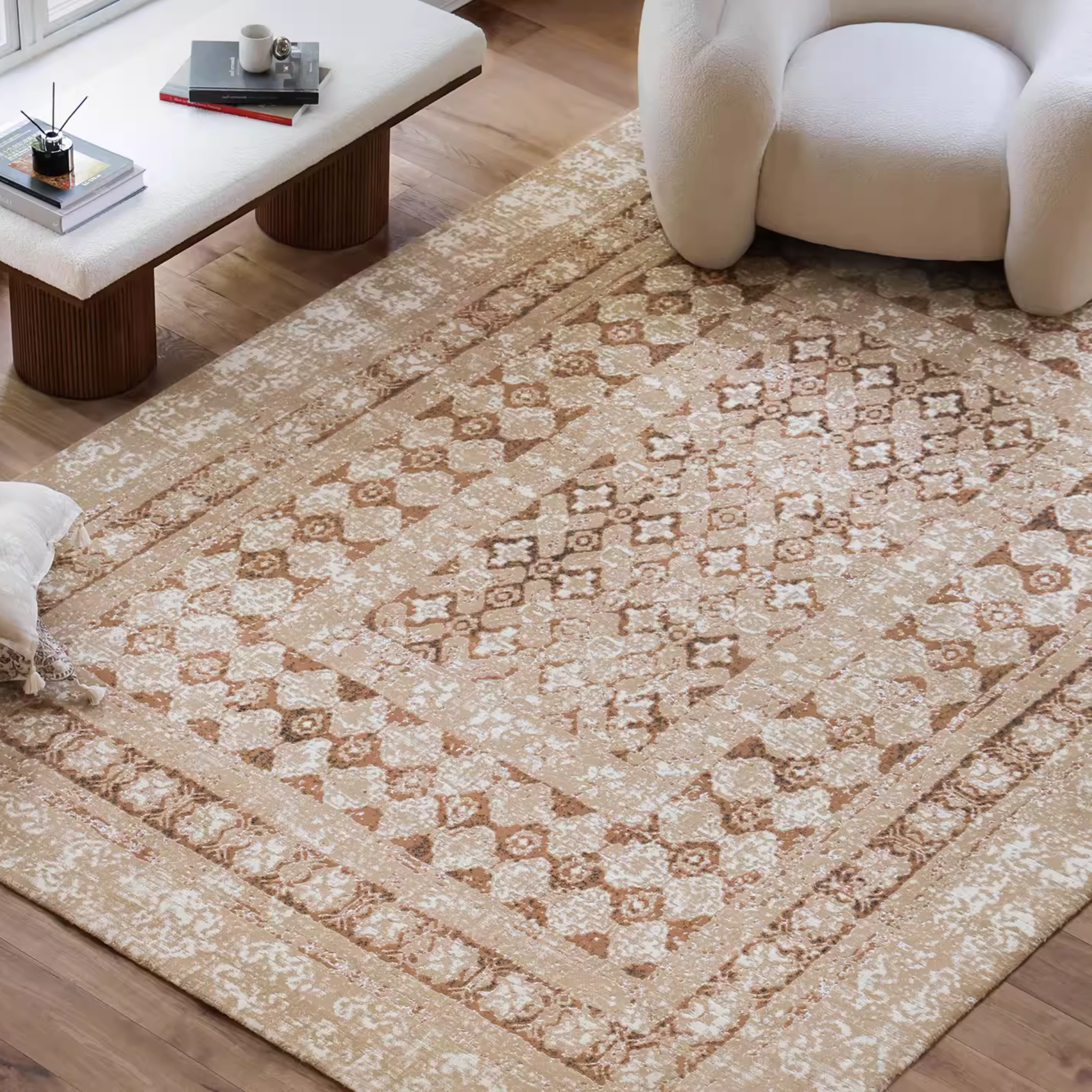Damask Glue-Free Rug