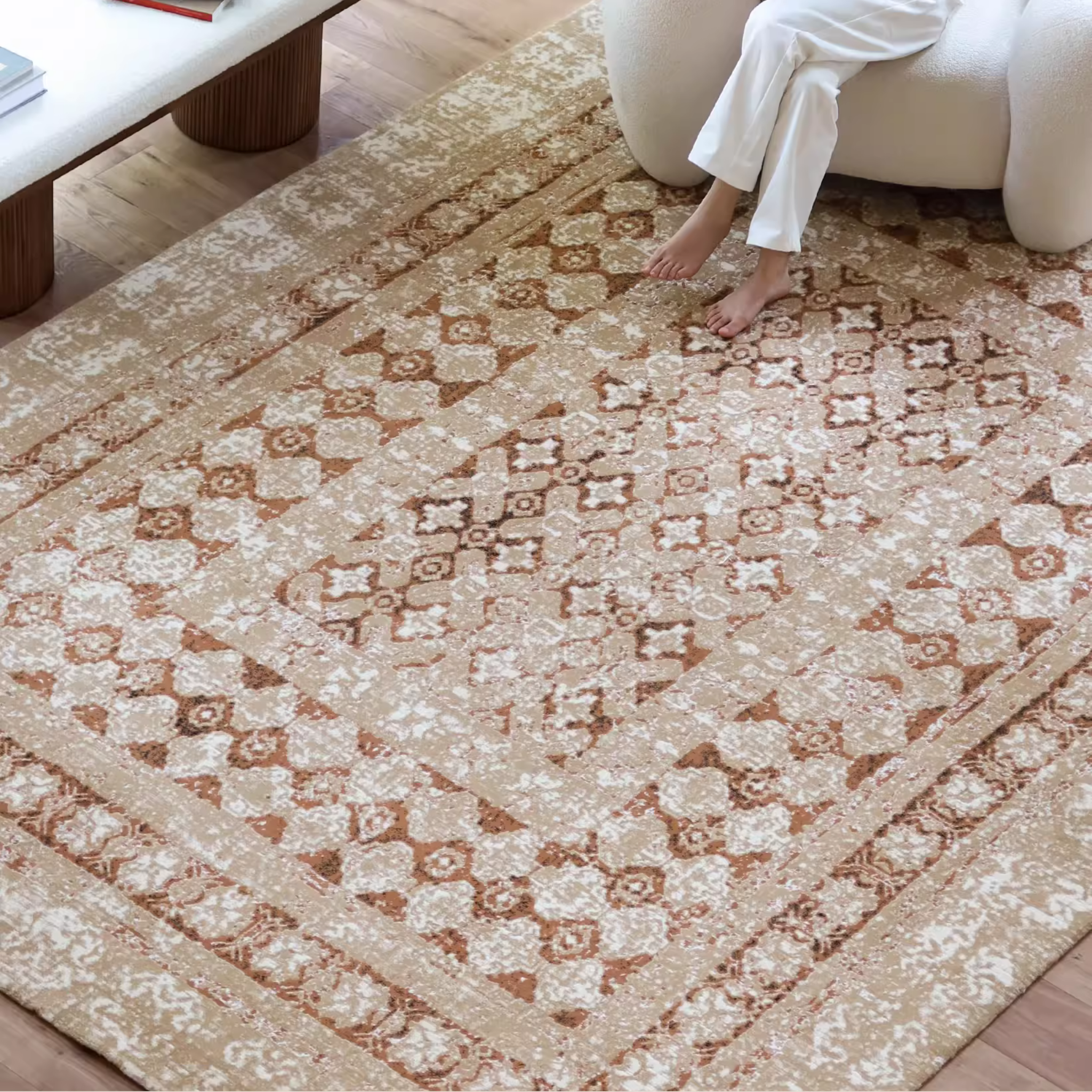 Damask Glue-Free Rug