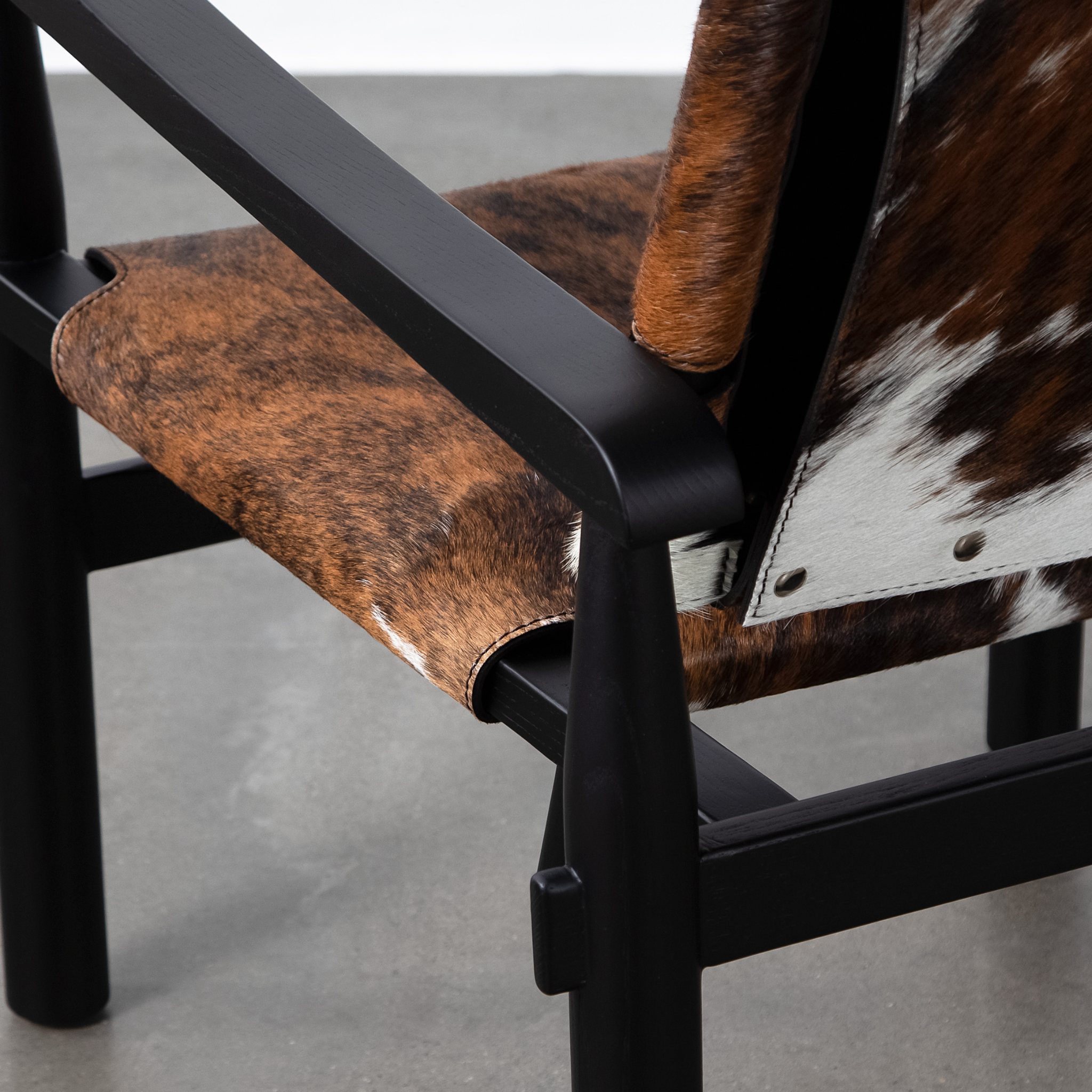 Cowhide Wooden Lounge Chair