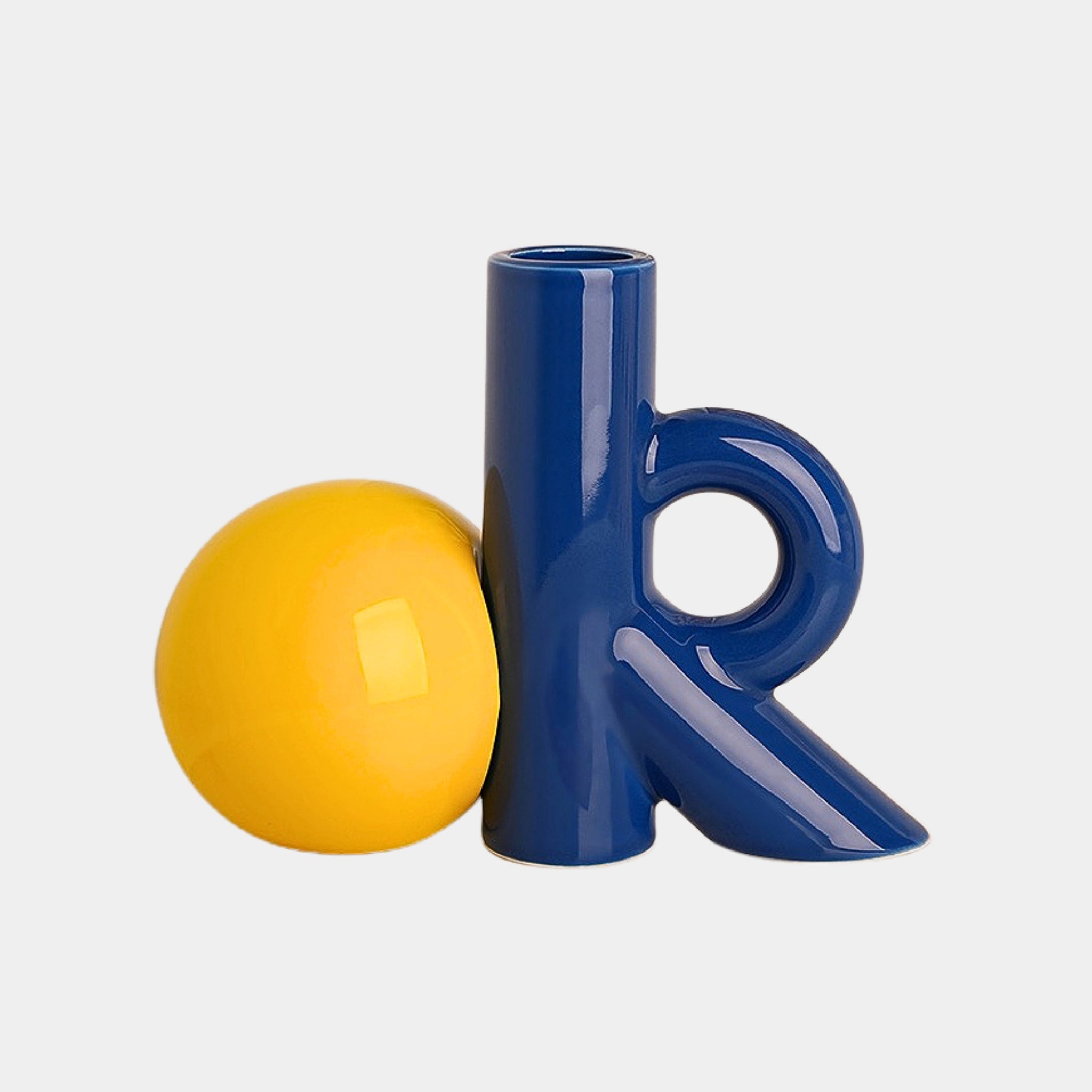 Ceramic Vase | Playful Geometric Decor Set - Blue and Yellow - The Feelter
