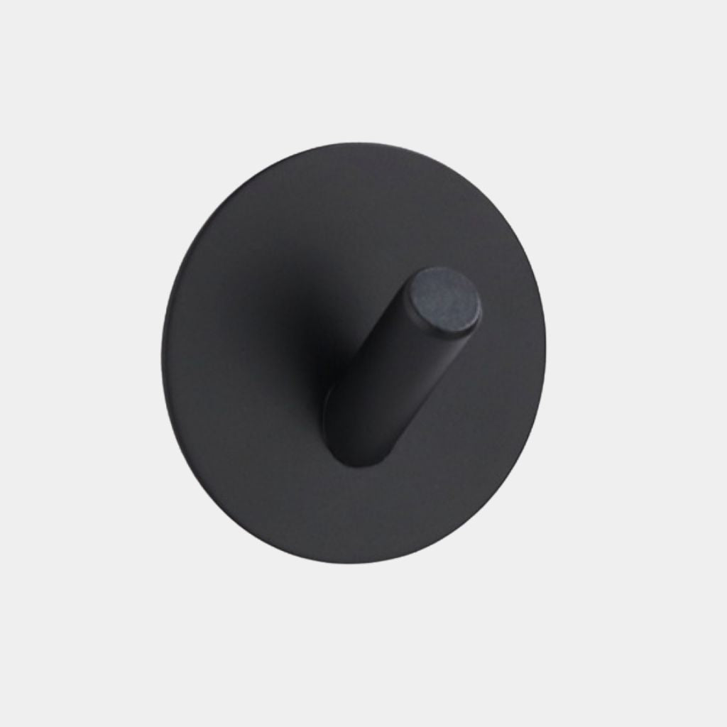 The Feelter Round Stainless Steel Self-Adhesive Hook, Matte Black, Set of 4