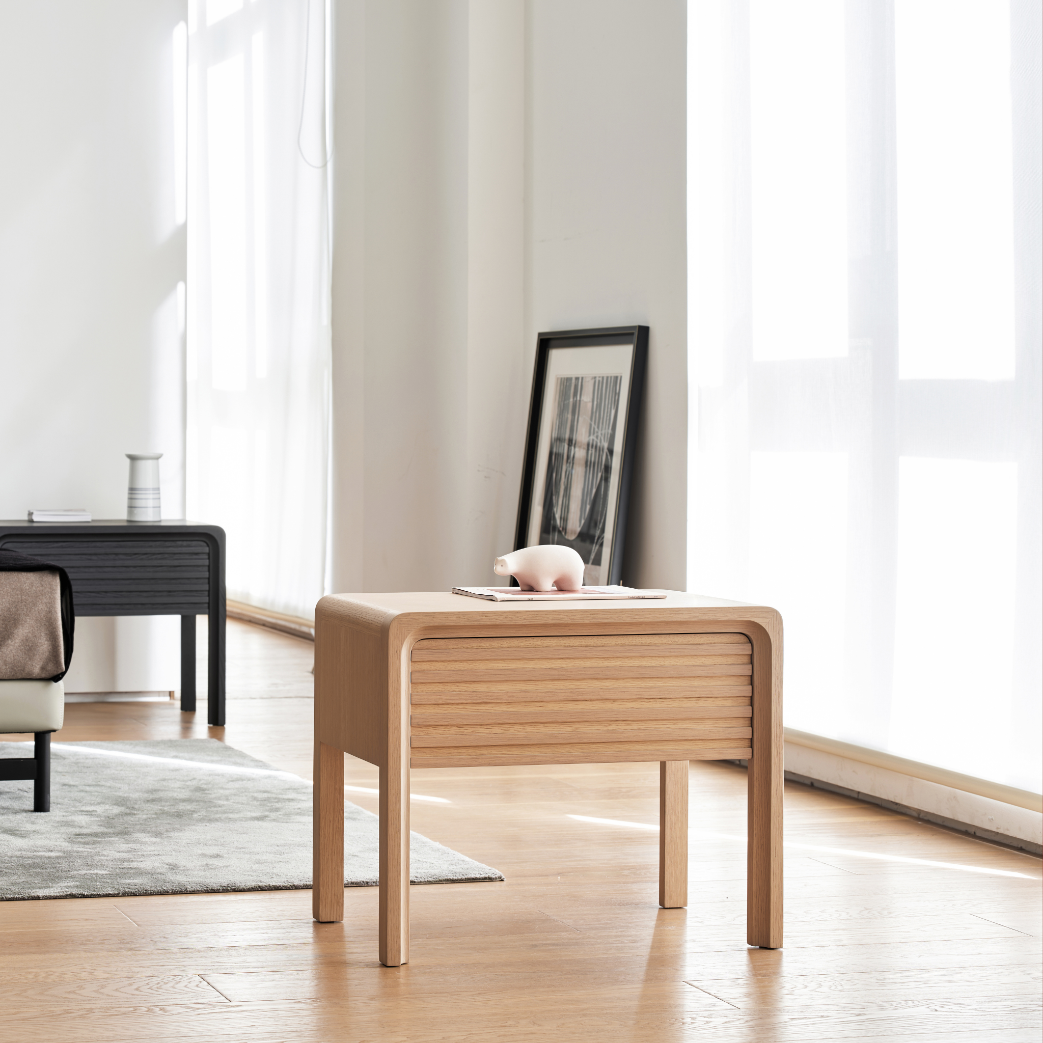 Pumrey Wooden Bedside Table - The Feelter