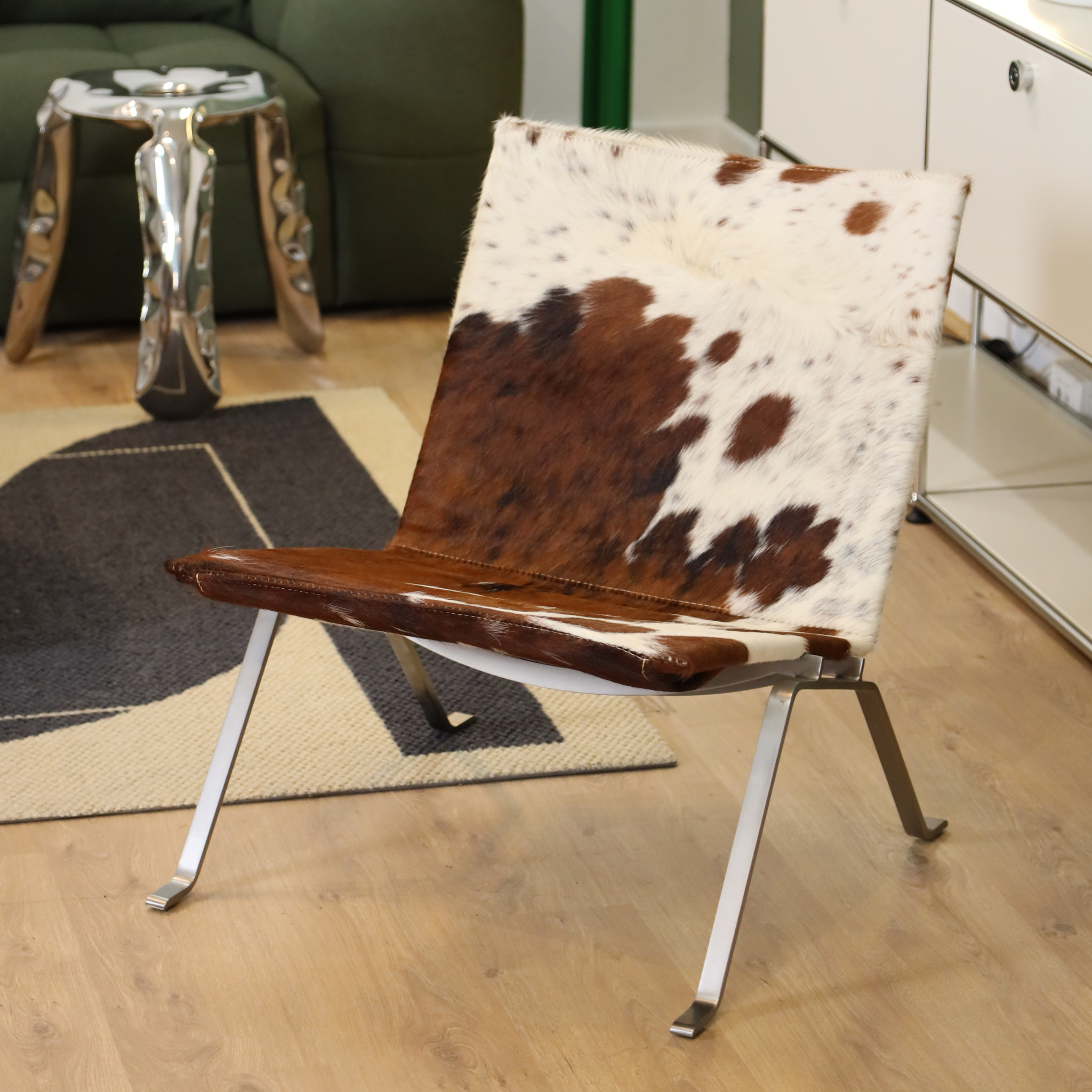 Cowhide Metal Lounge Chair