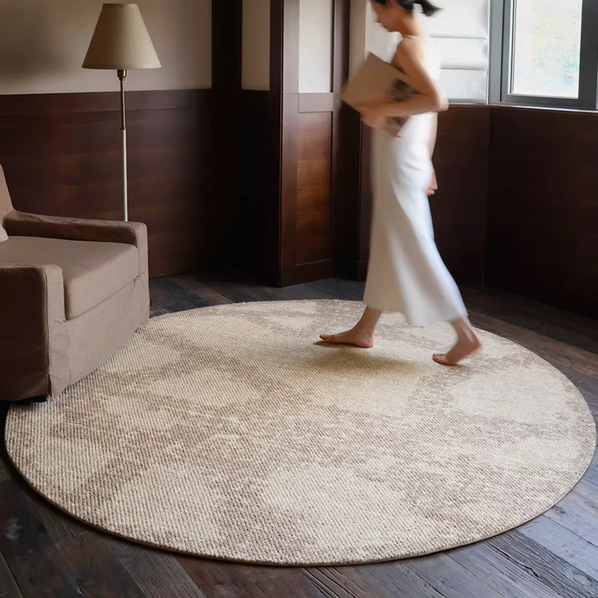 Marble Round Wool Rug