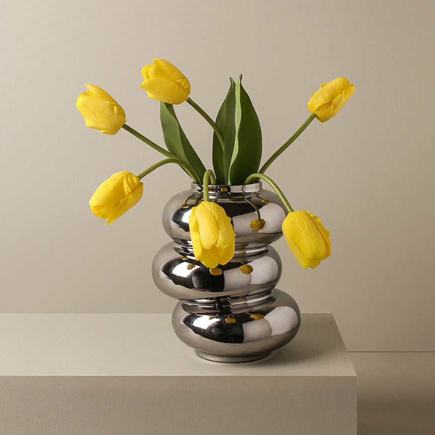 Ceramic Vase | Bubble Series - Tall Asymmetrical Silver - The Feelter