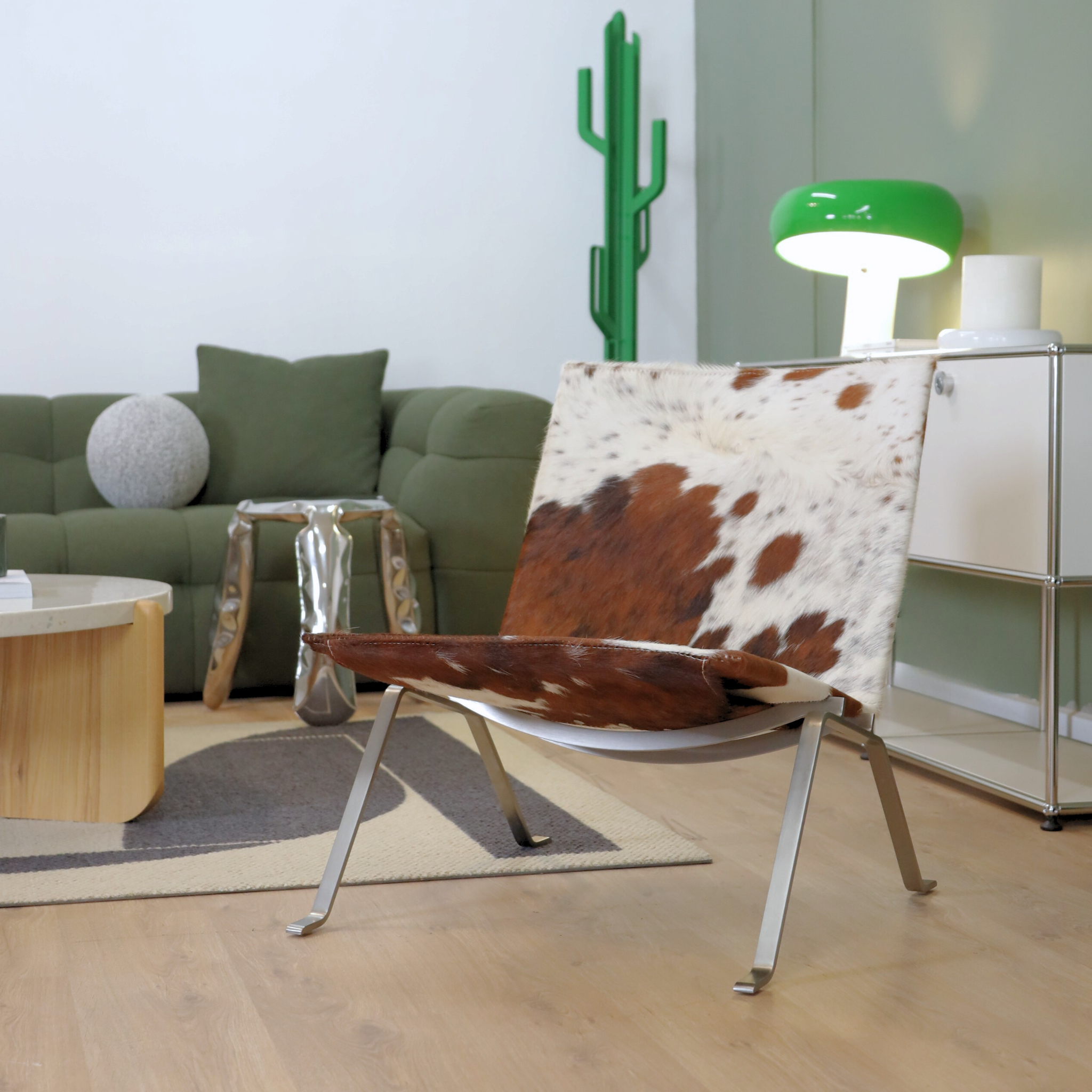 Cowhide Metal Lounge Chair
