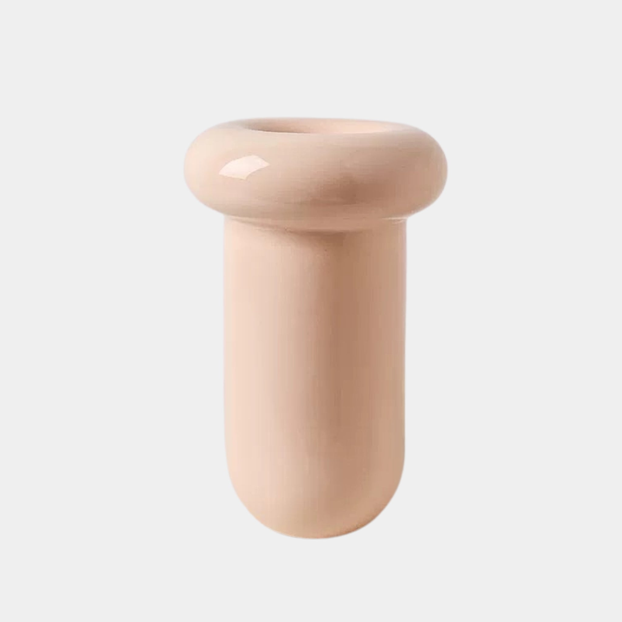 Ceramic Vase | Glossy Donut Cylinder - Peach - The Feelter