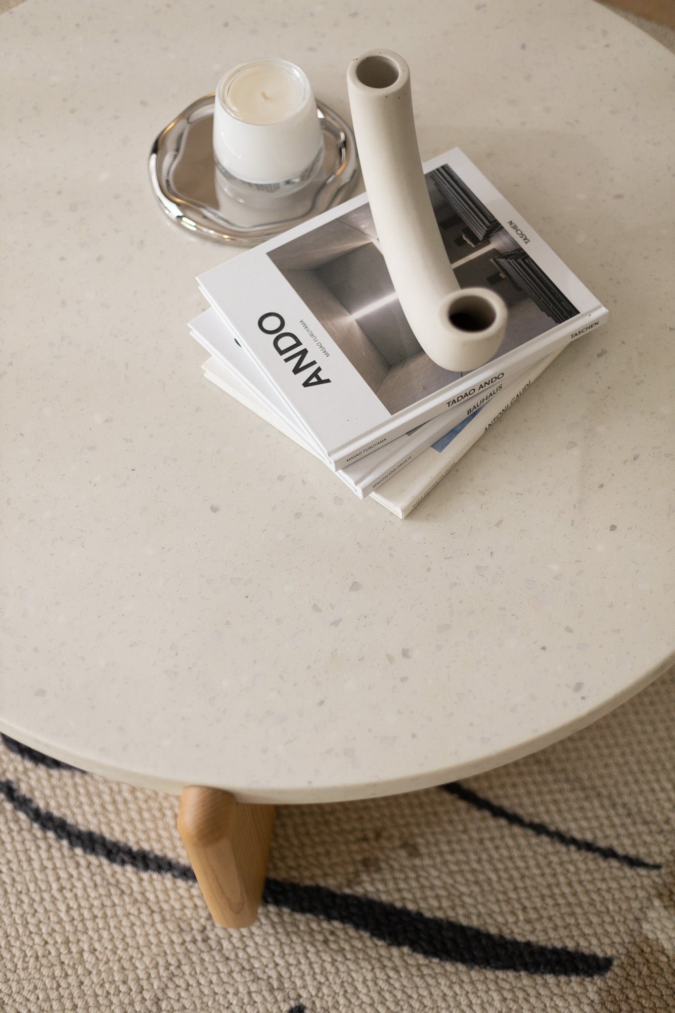 Terrazzo and Wood Round Coffee Table - The Feelter