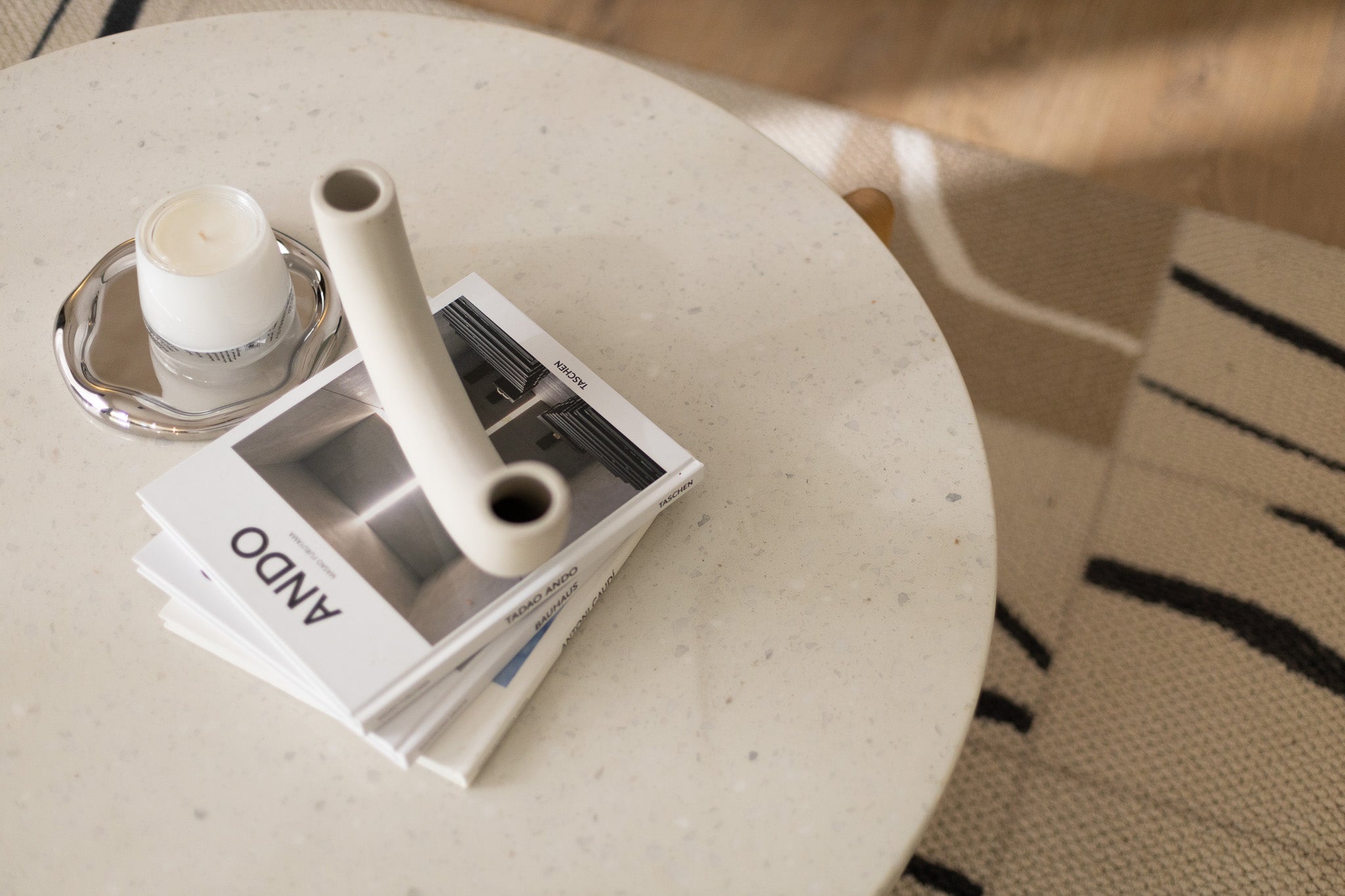 Terrazzo and Wood Round Coffee Table - The Feelter