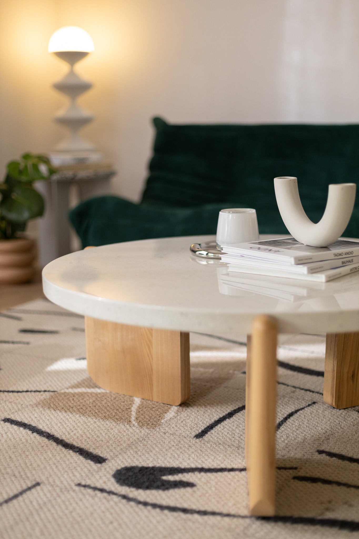 Terrazzo and Wood Round Coffee Table - The Feelter