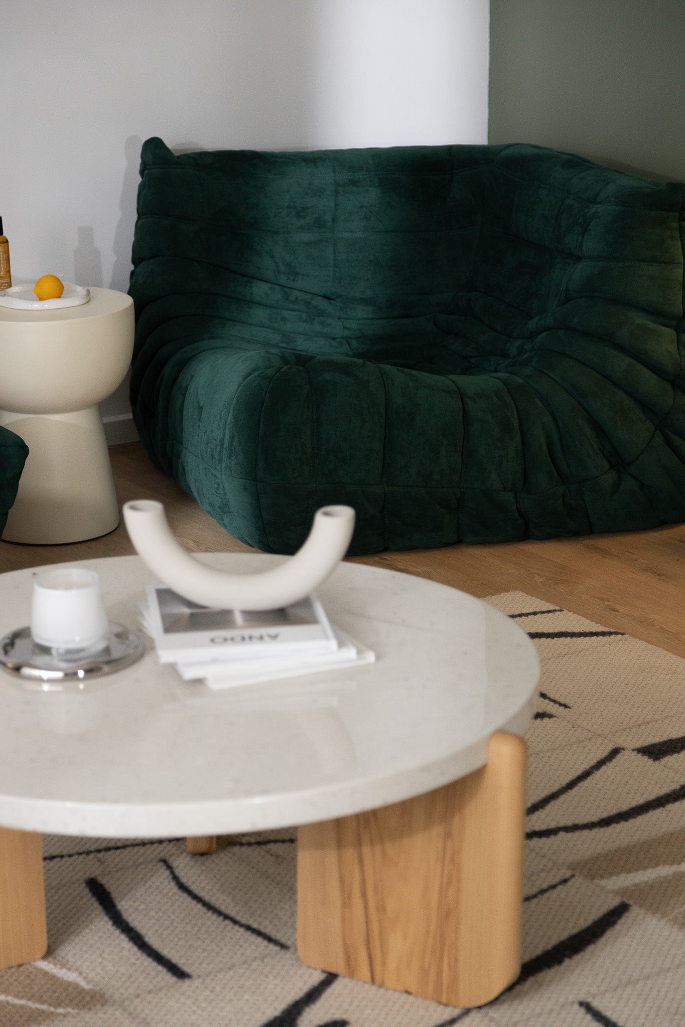 Terrazzo and Wood Round Coffee Table - The Feelter
