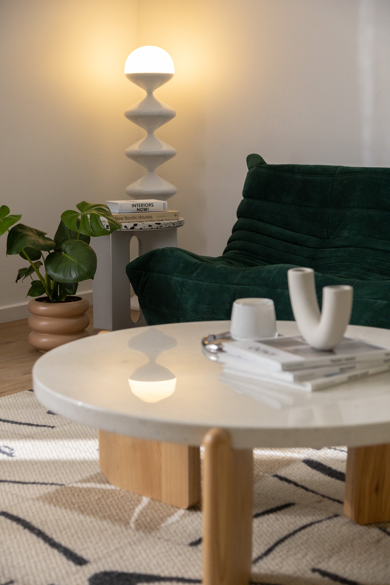 Terrazzo and Wood Round Coffee Table - The Feelter