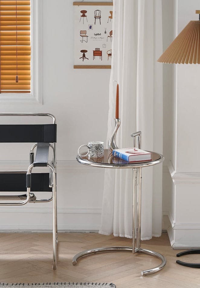 Eileen Gray Replica Adjustable E1027 Side Table Glass