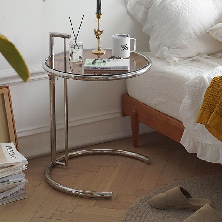 Eileen Gray Replica Adjustable E1027 Side Table Glass