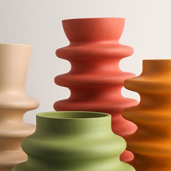 Ceramic Vase | Ribbed Series - Green