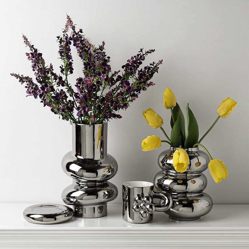 Ceramic Vase | Bubble Series - Tall Silver