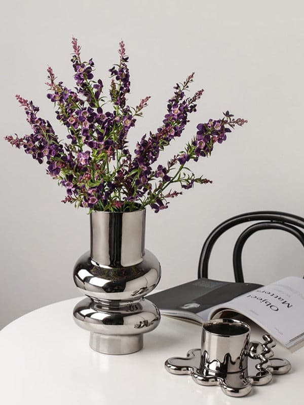 Ceramic Vase | Bubble Series - Tall Silver