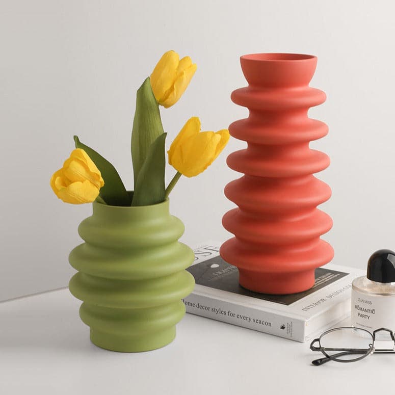 Ceramic Vase | Ribbed Series - Green