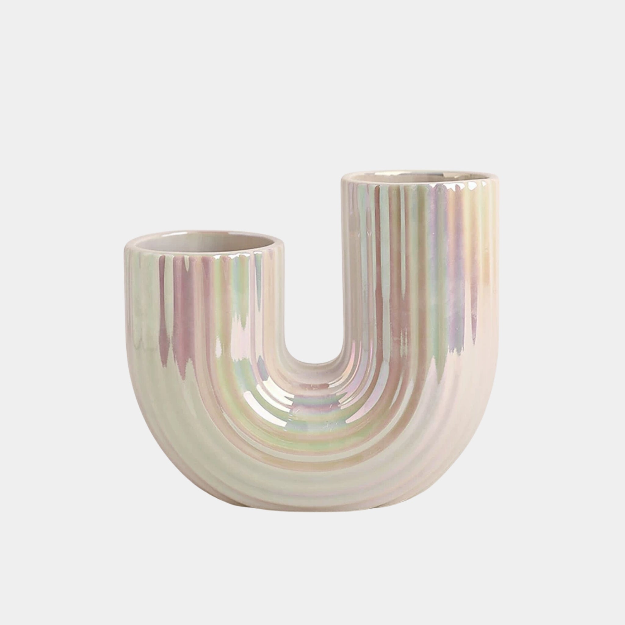 Ceramic Vase | Iridescent Asymmetrical U-Shaped Vase