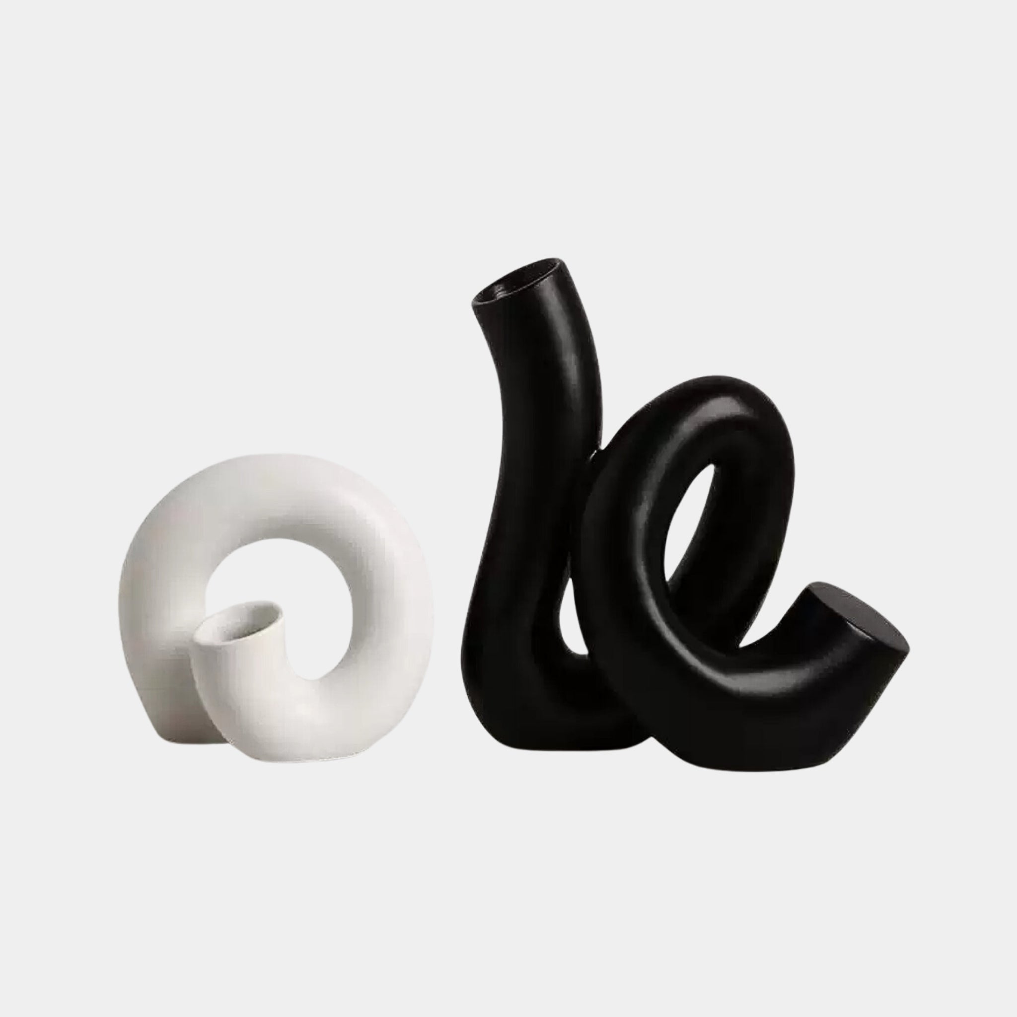 Ceramic Vase | Sister Snaking Forms - Black and White