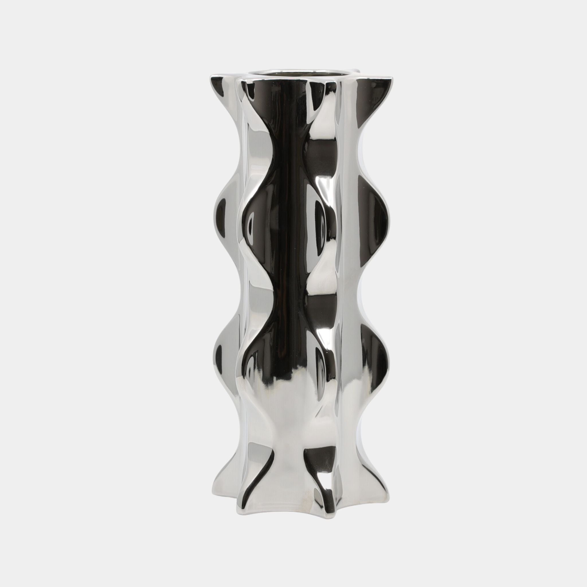 Ceramic Vase | Ripple Series - Silver