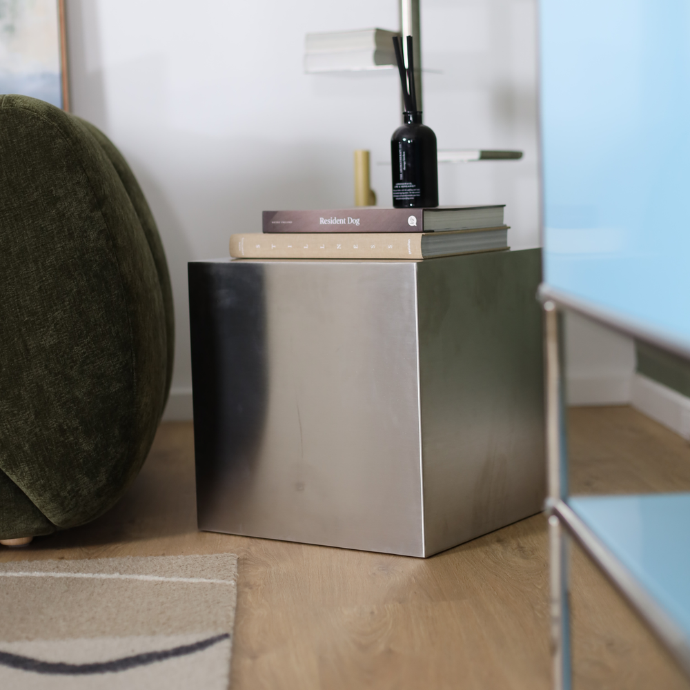 Atlas Cube Side Table | Stainless Steel Side Table | Cube Form