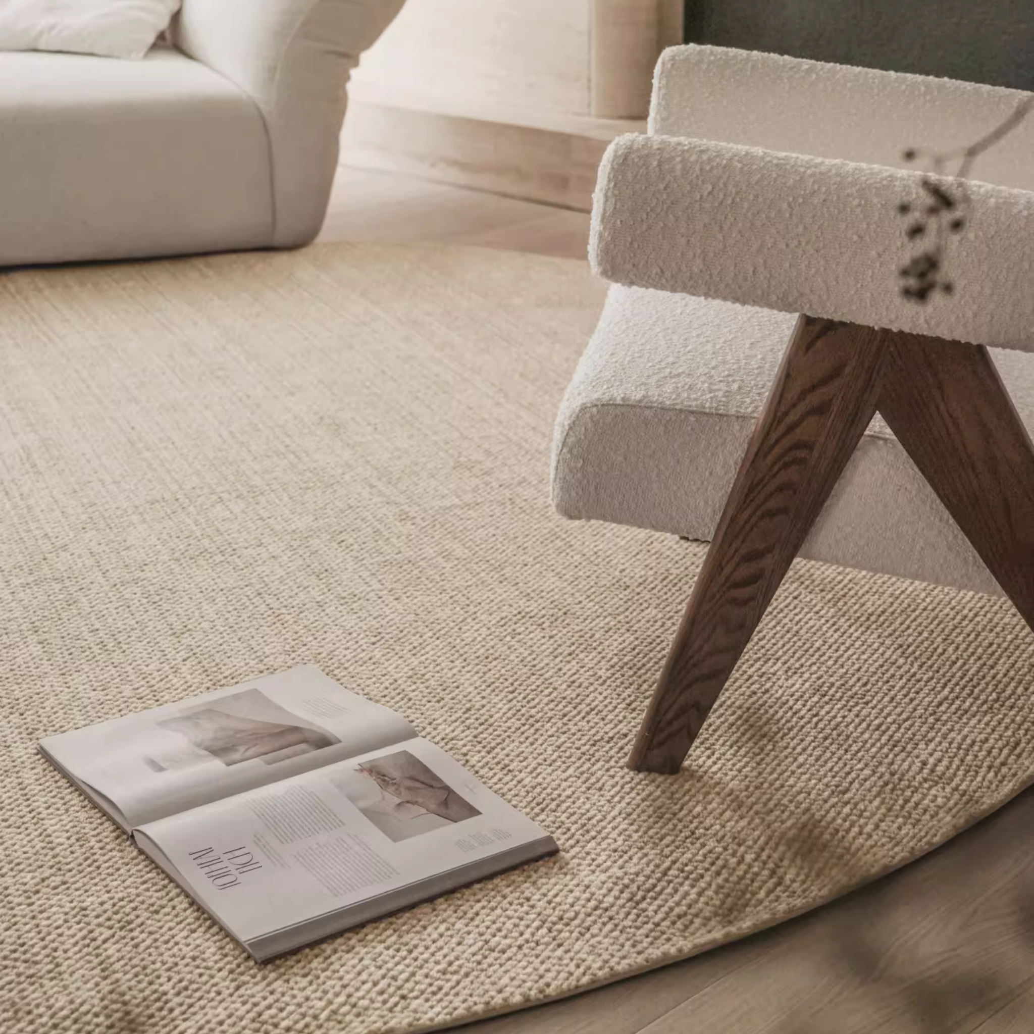 Flax Round Wool Rug