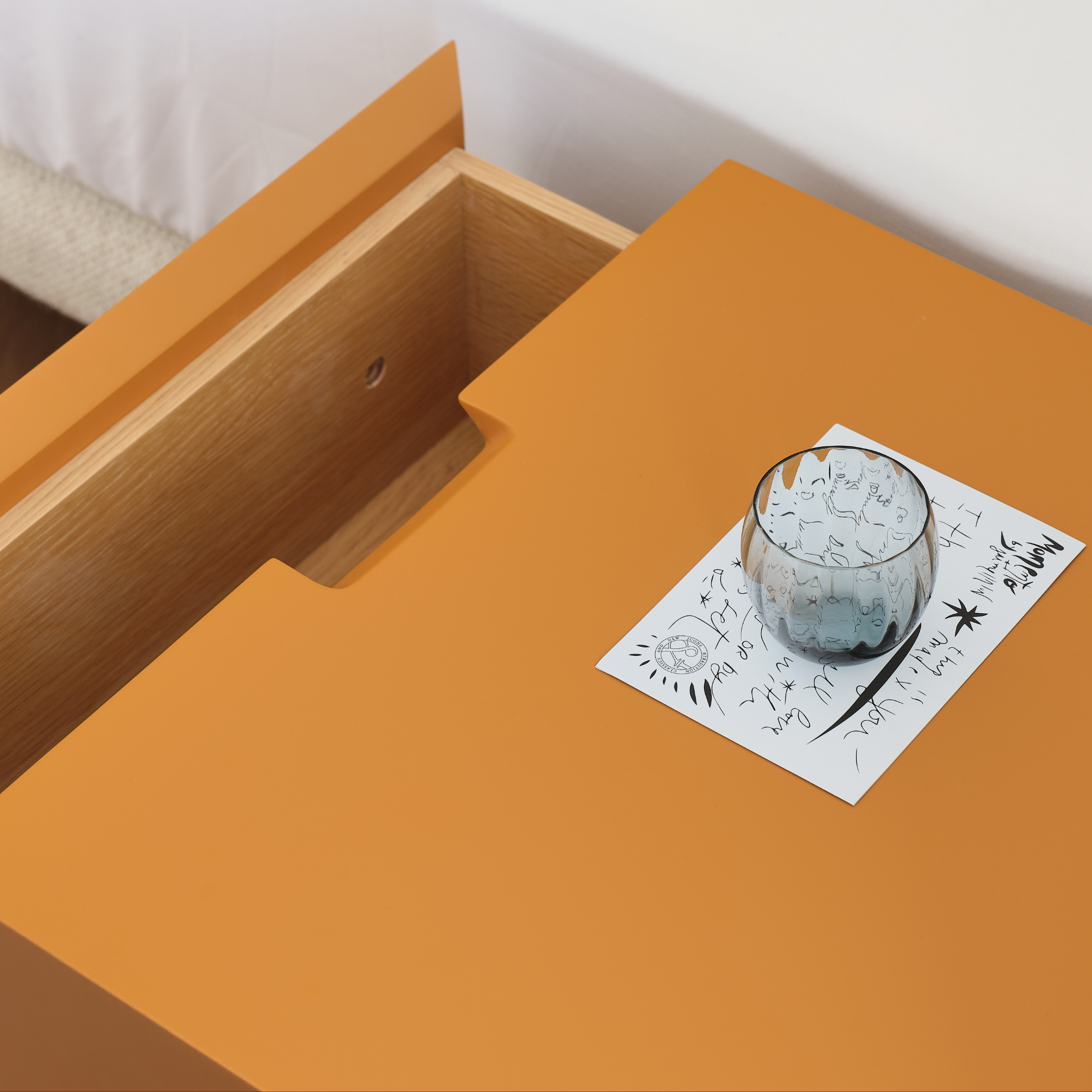 Sharp Wooden Bedside Table - The Feelter