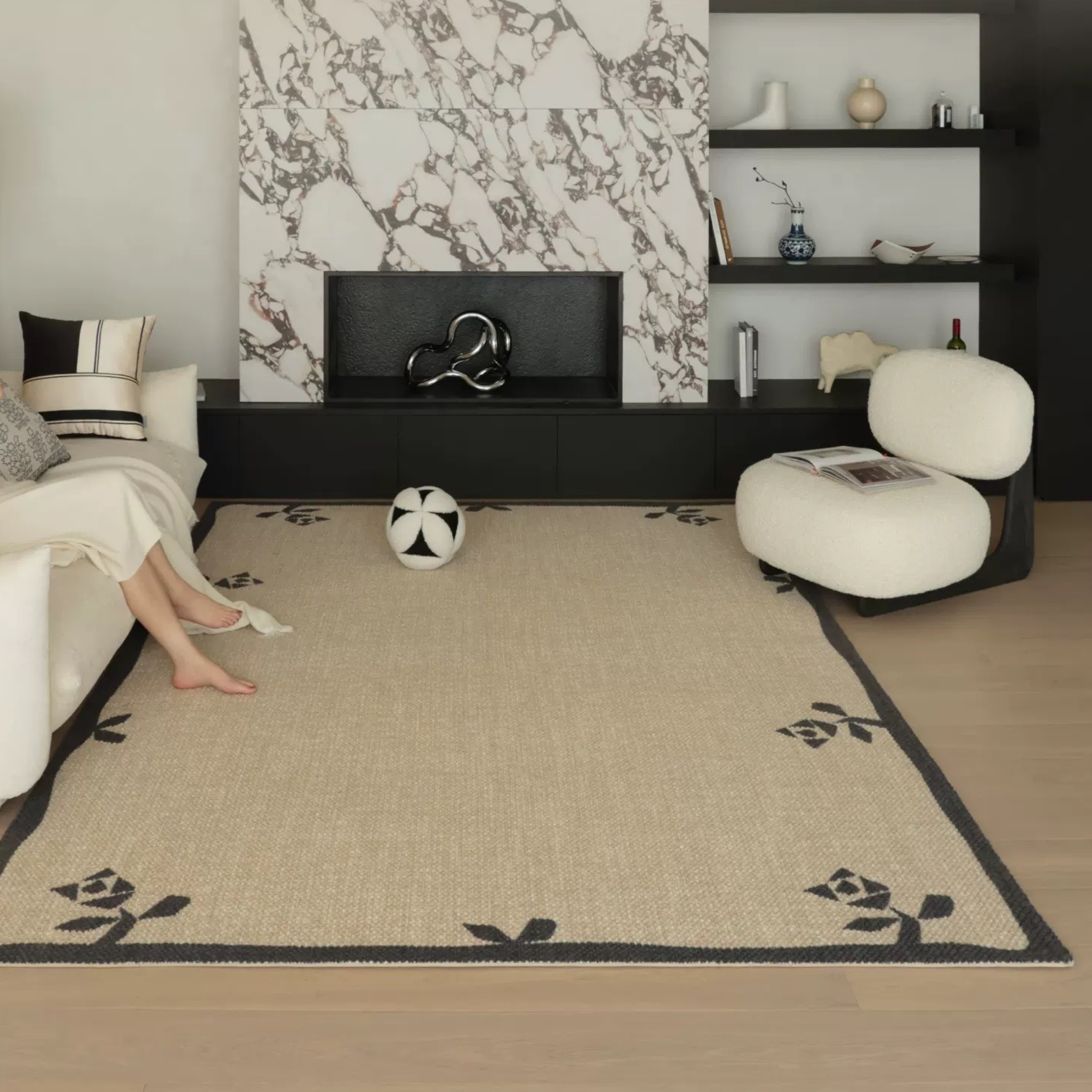 Rose Border Wool Rug