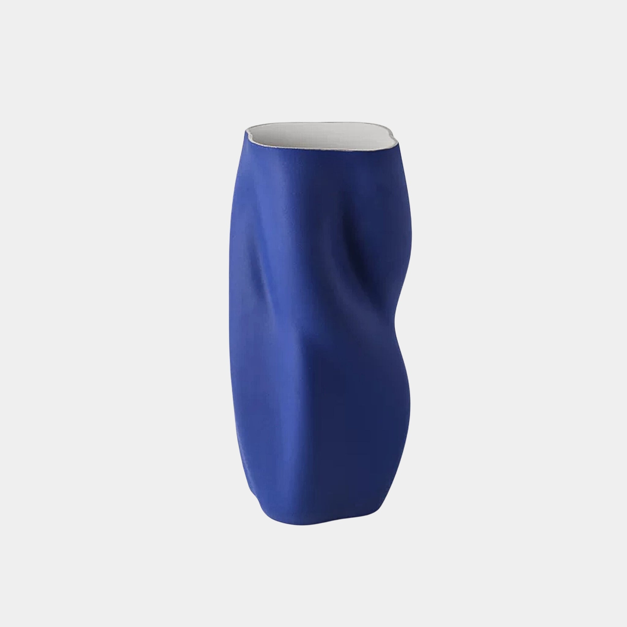 Ceramic Vase | Twisted Kline Blue with White Interior - The Feelter