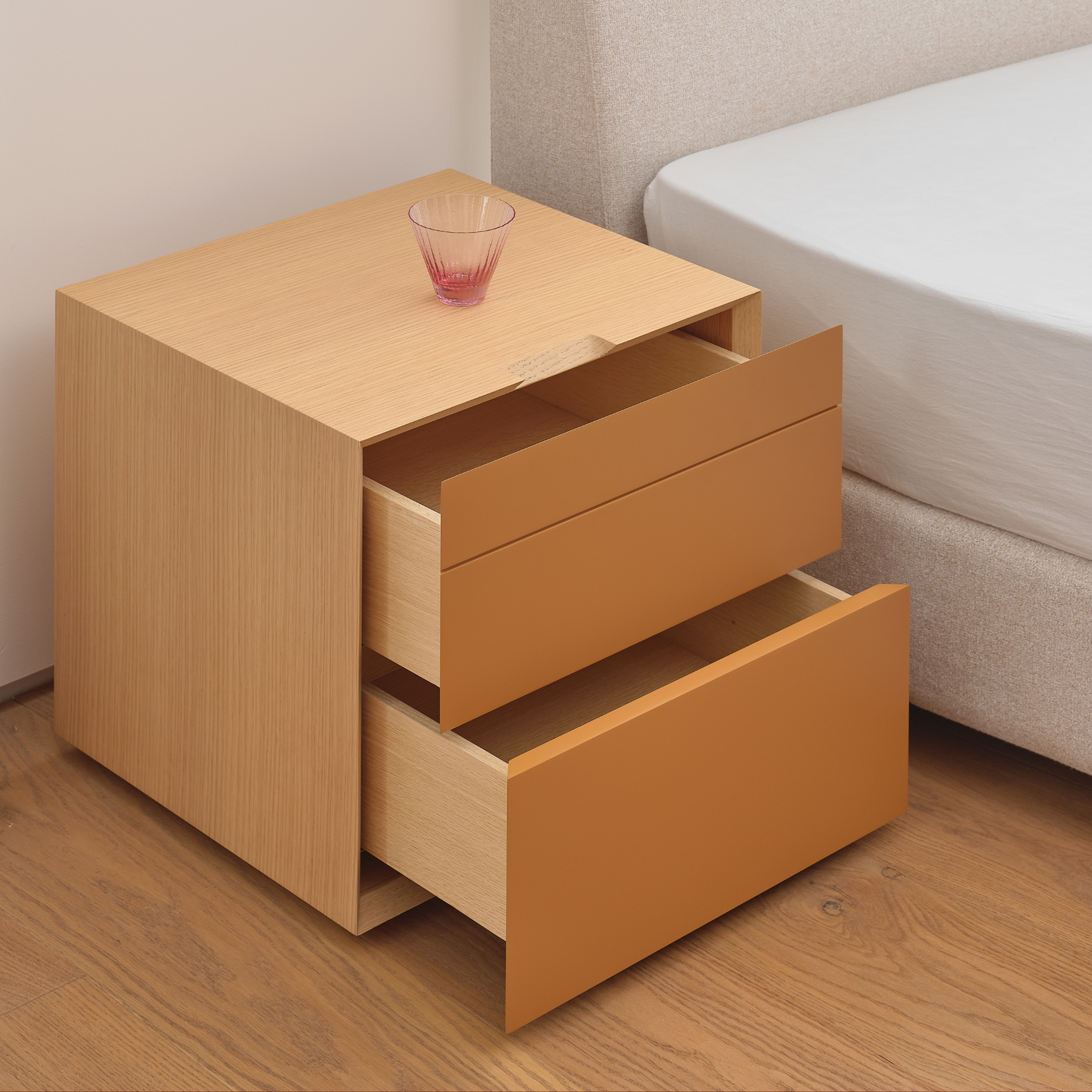 Sharp Wooden Bedside Table - The Feelter