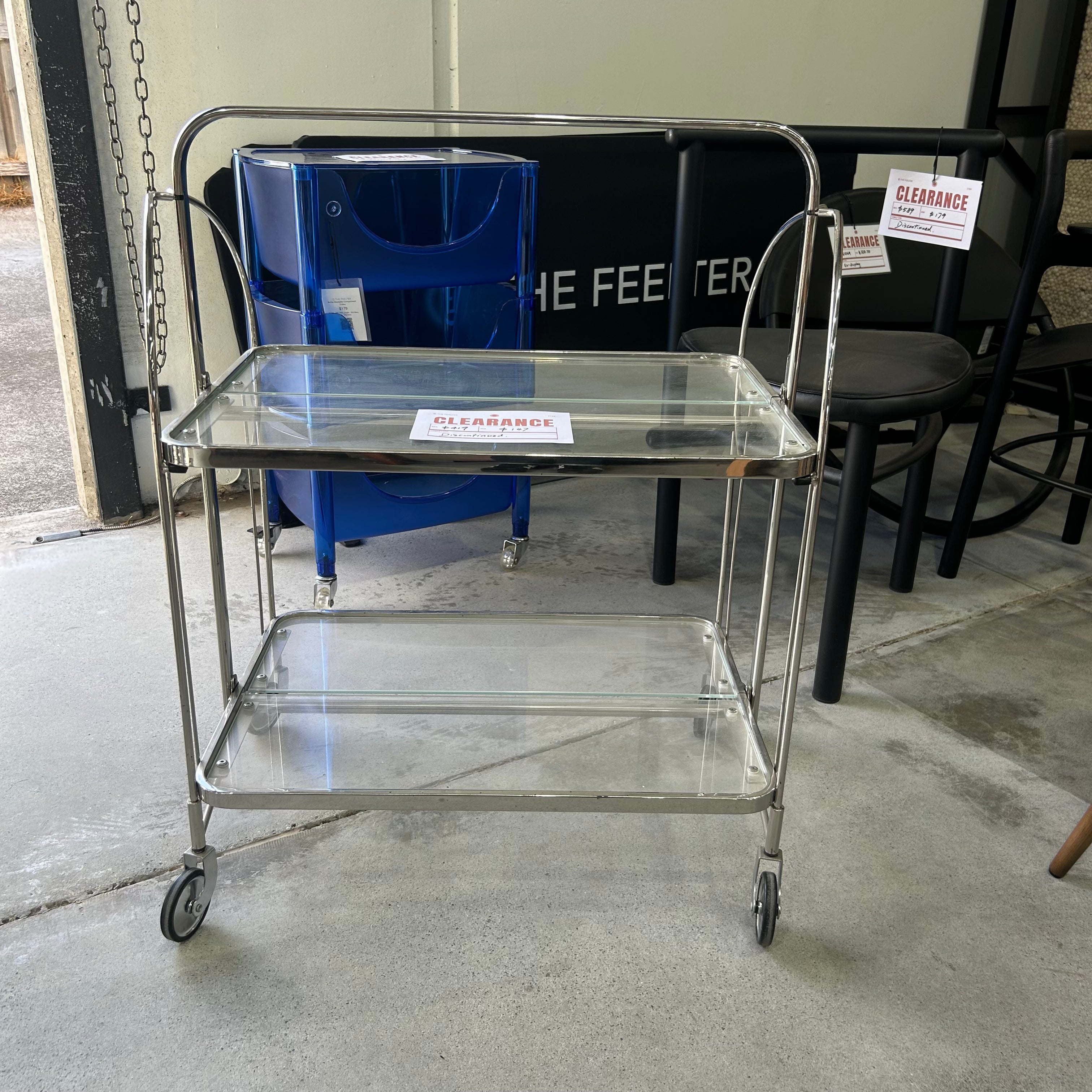 Celeste Glass Bar Cart | Clear Glass | Clearance - The Feelter
