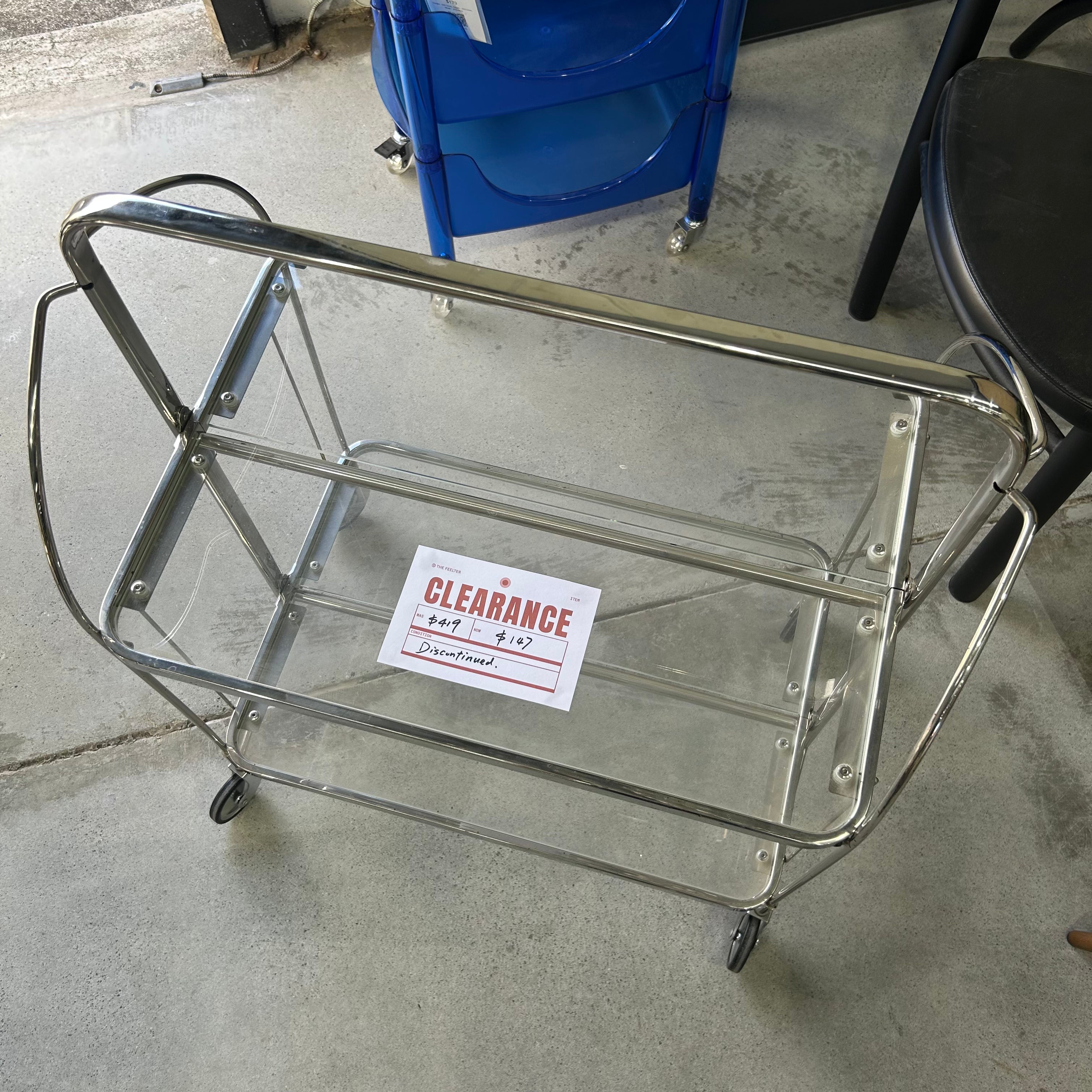 Celeste Glass Bar Cart | Clear Glass | Clearance - The Feelter