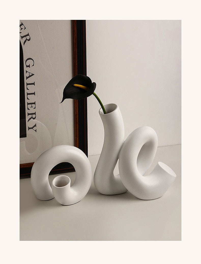 Ceramic Vase | Sister Snaking Forms - Black and White - The Feelter