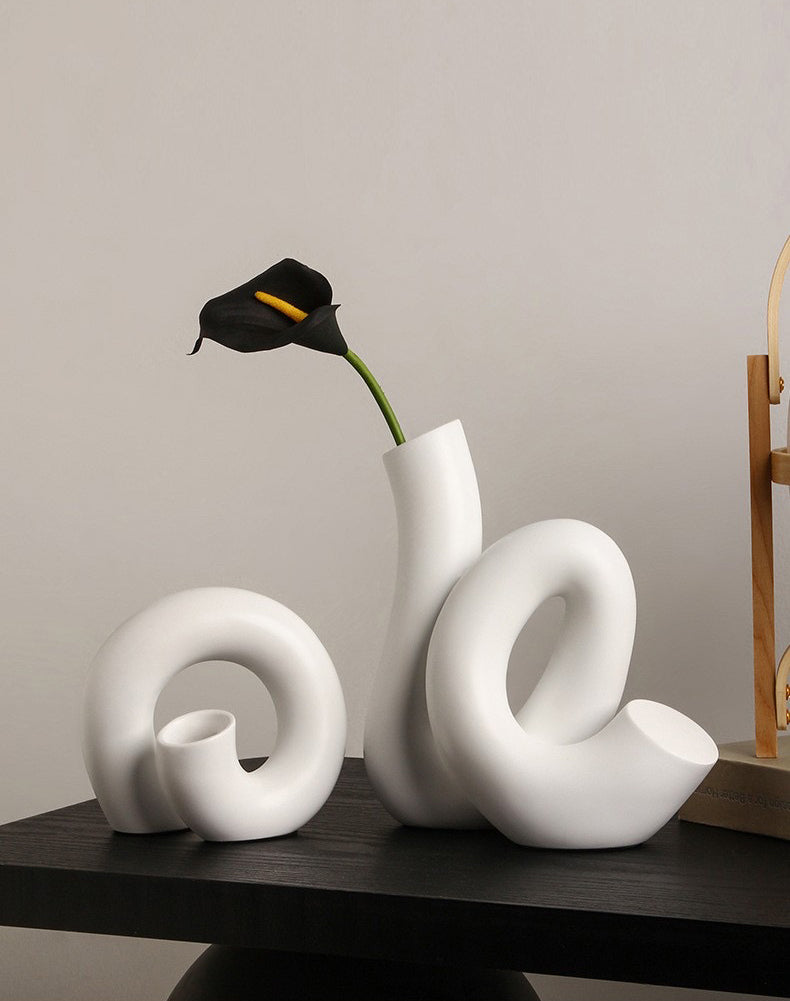 Ceramic Vase | Sister Snaking Forms - Black and White - The Feelter