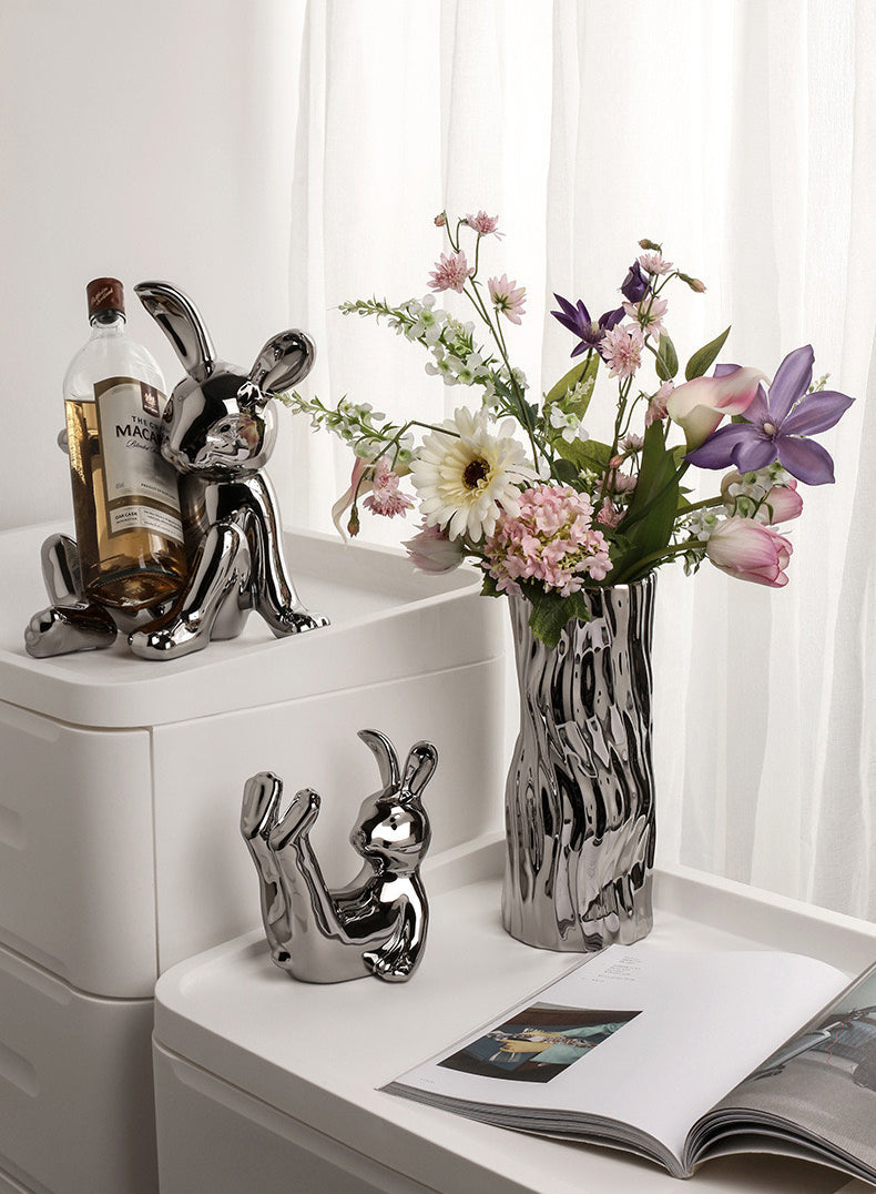 Ceramic Vase | Flowing Water | silver