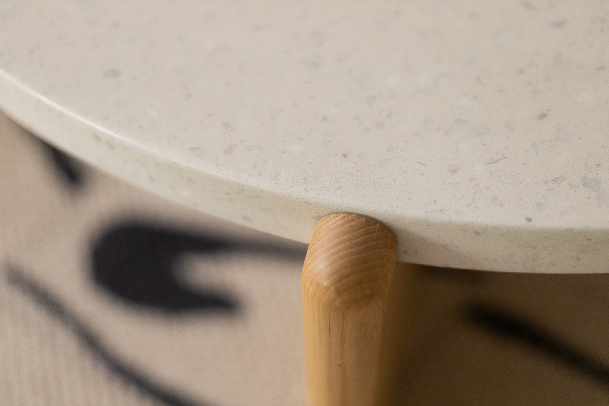 Terrazzo and Wood Round Coffee Table