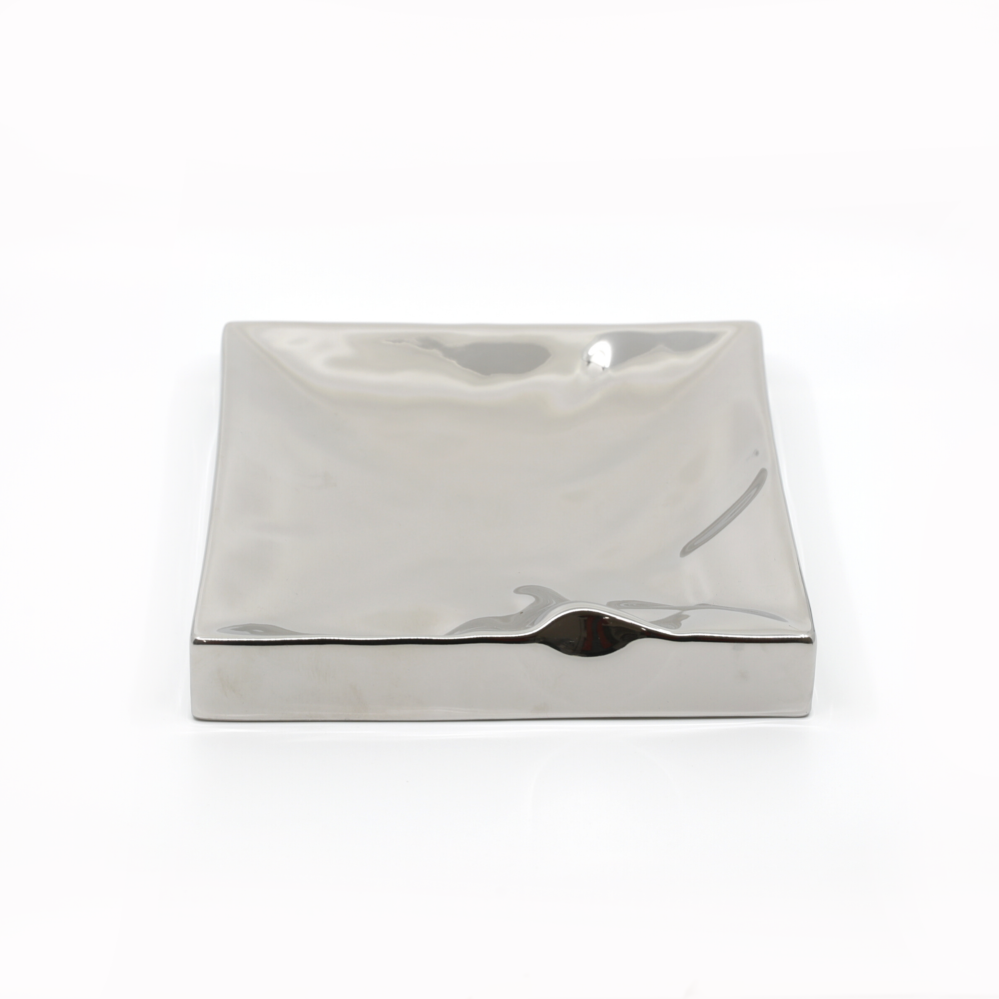 Ceramic Homewares | Square Warped Silver Tray