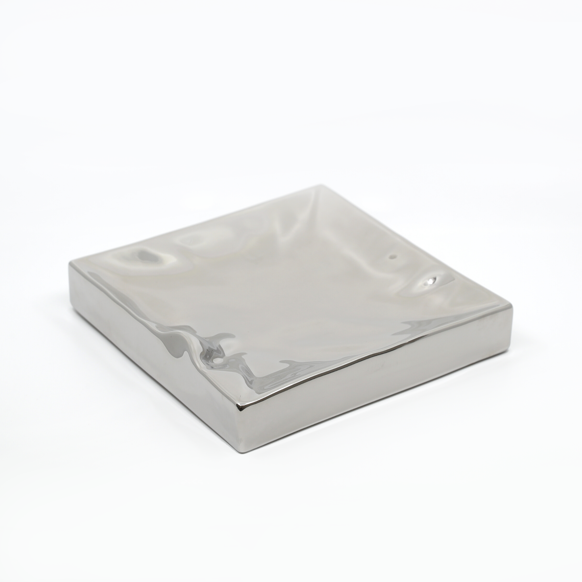 Ceramic Homewares | Square Warped Silver Tray