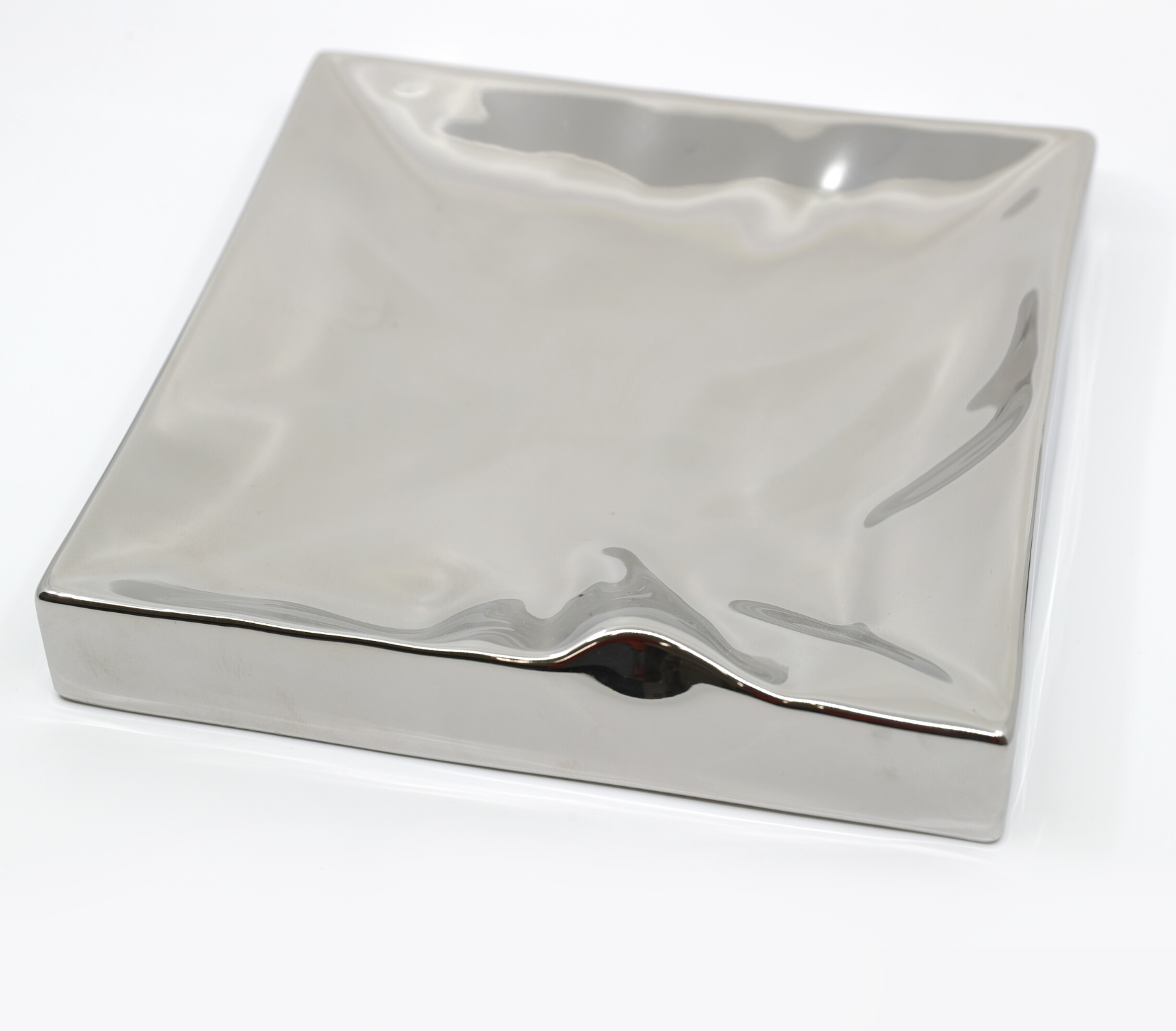 Ceramic Homewares | Square Warped Silver Tray
