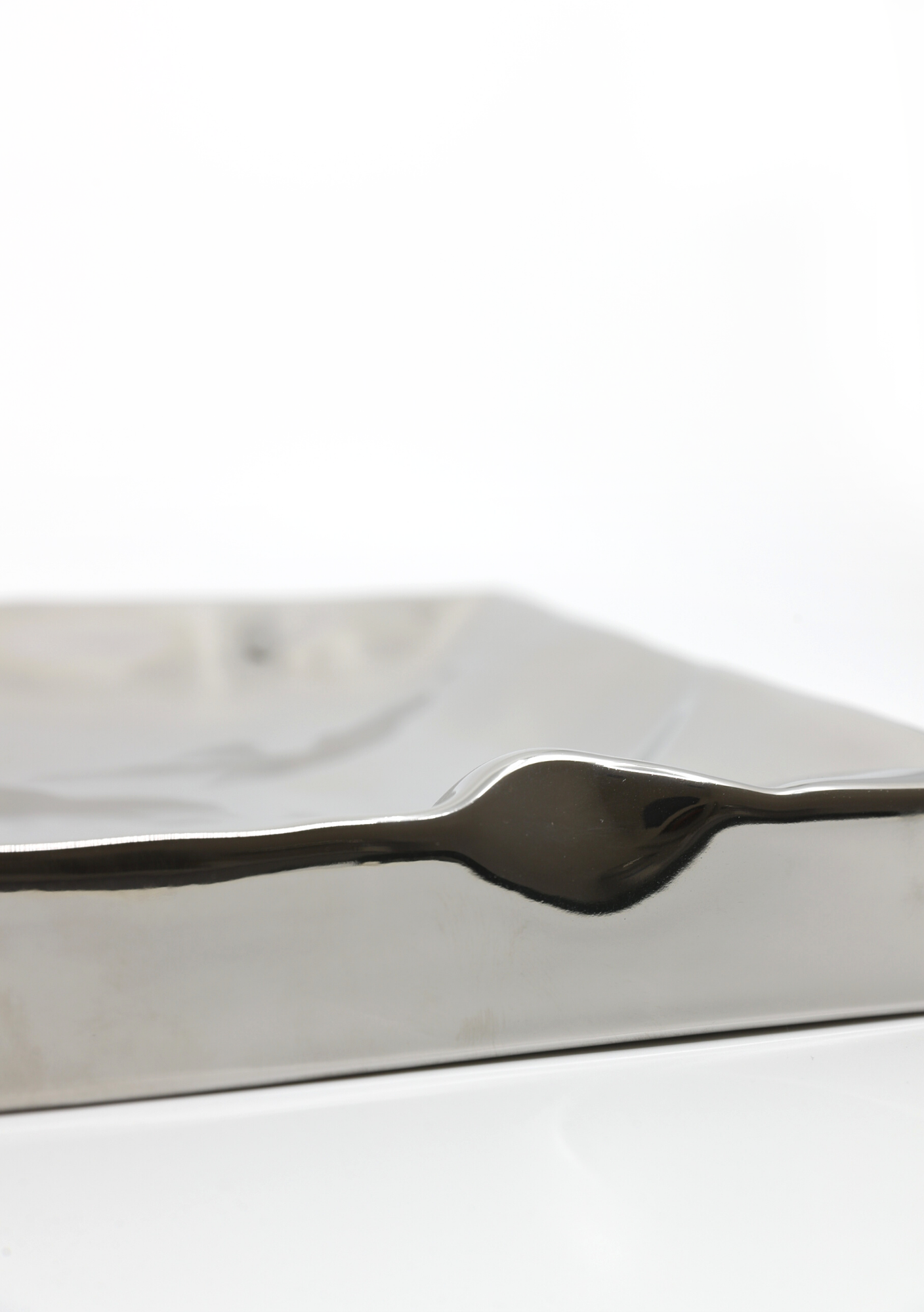 Ceramic Homewares | Square Warped Silver Tray