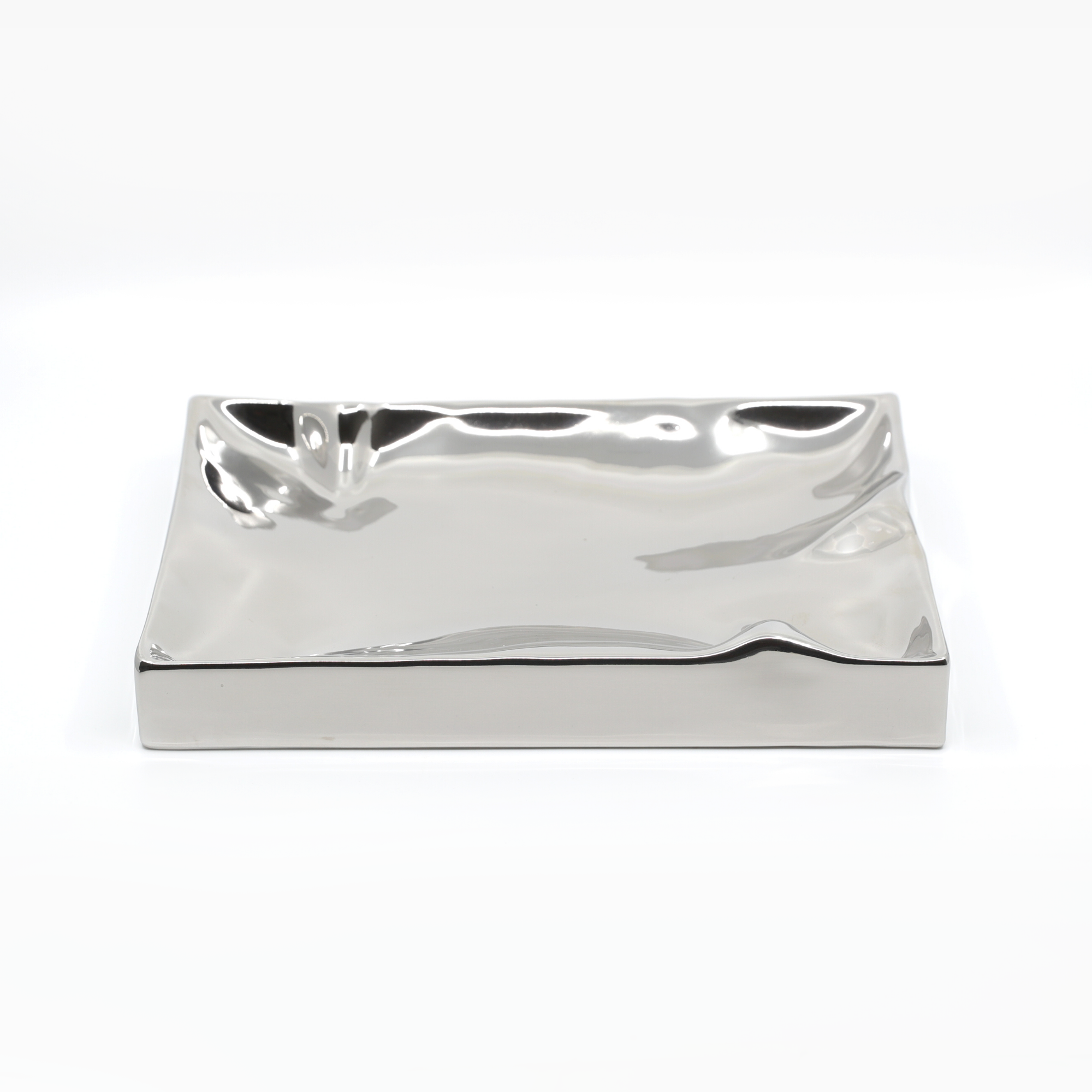 Ceramic Homewares | Long Warped Silver Tray