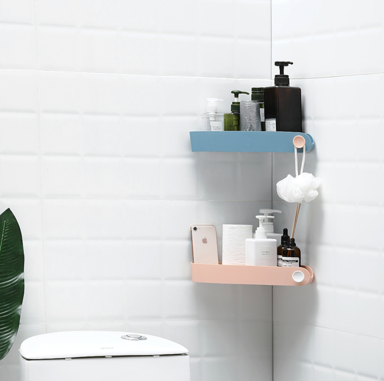 Punch-free bathroom wall-mounted triangle storage rack - The Feelter