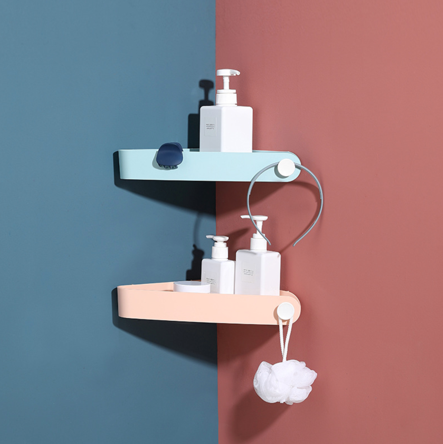 Punch-free bathroom wall-mounted triangle storage rack - The Feelter